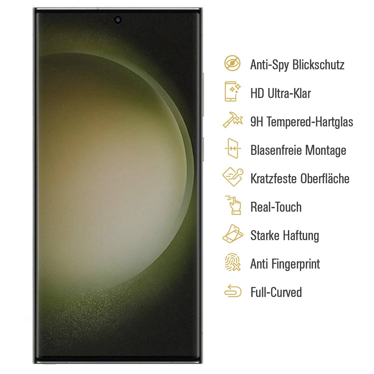5x Blickschutz 9H Panzerhartglas für Samsung Galaxy S23 Ultra FULL CURVED ANTI-SPION Privacy Displayschutz Panzerfolie Schutzfolie Schutzglas echtes