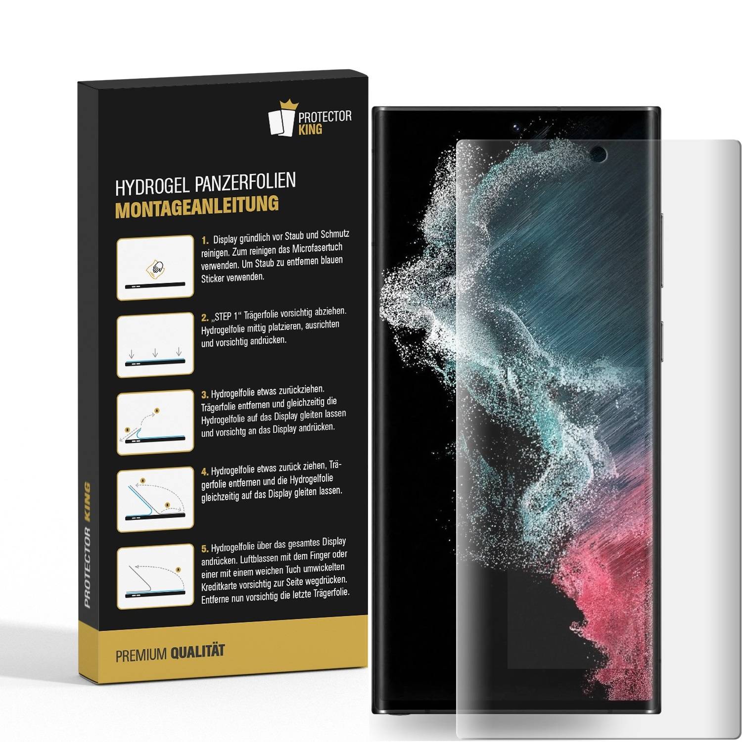 2x Hydrogel-Glass für Samsung Galaxy S23 Ultra Selbstheilend für Micro Kratzer 3D KLAR Panzerfolie Displayschutz Schutzfolie Screen-Protector