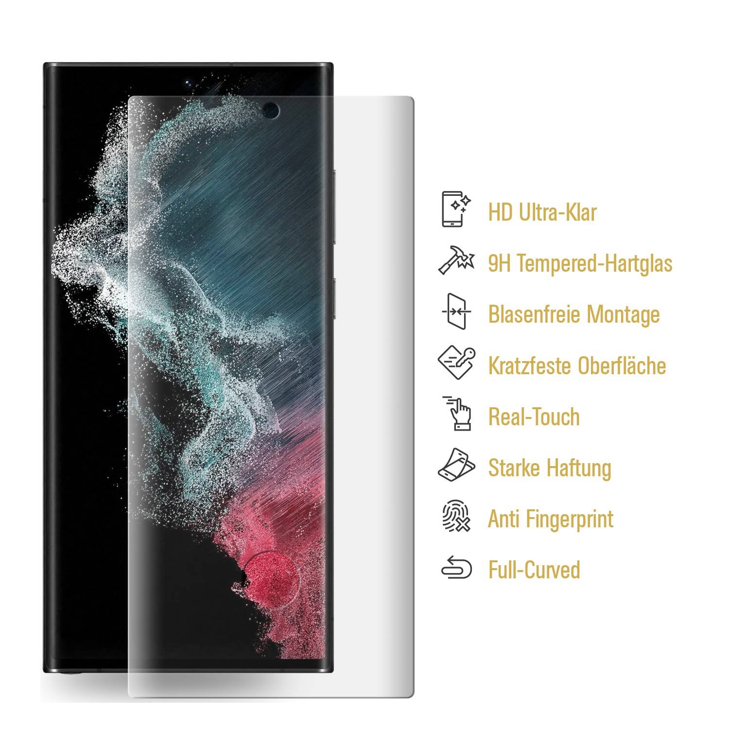 6x 9H Panzerglas für Samsung Galaxy S22 Ultra Full-Screen HD klar Displayschutz Schutzfolie Schutzglas Tempered Hartglas
