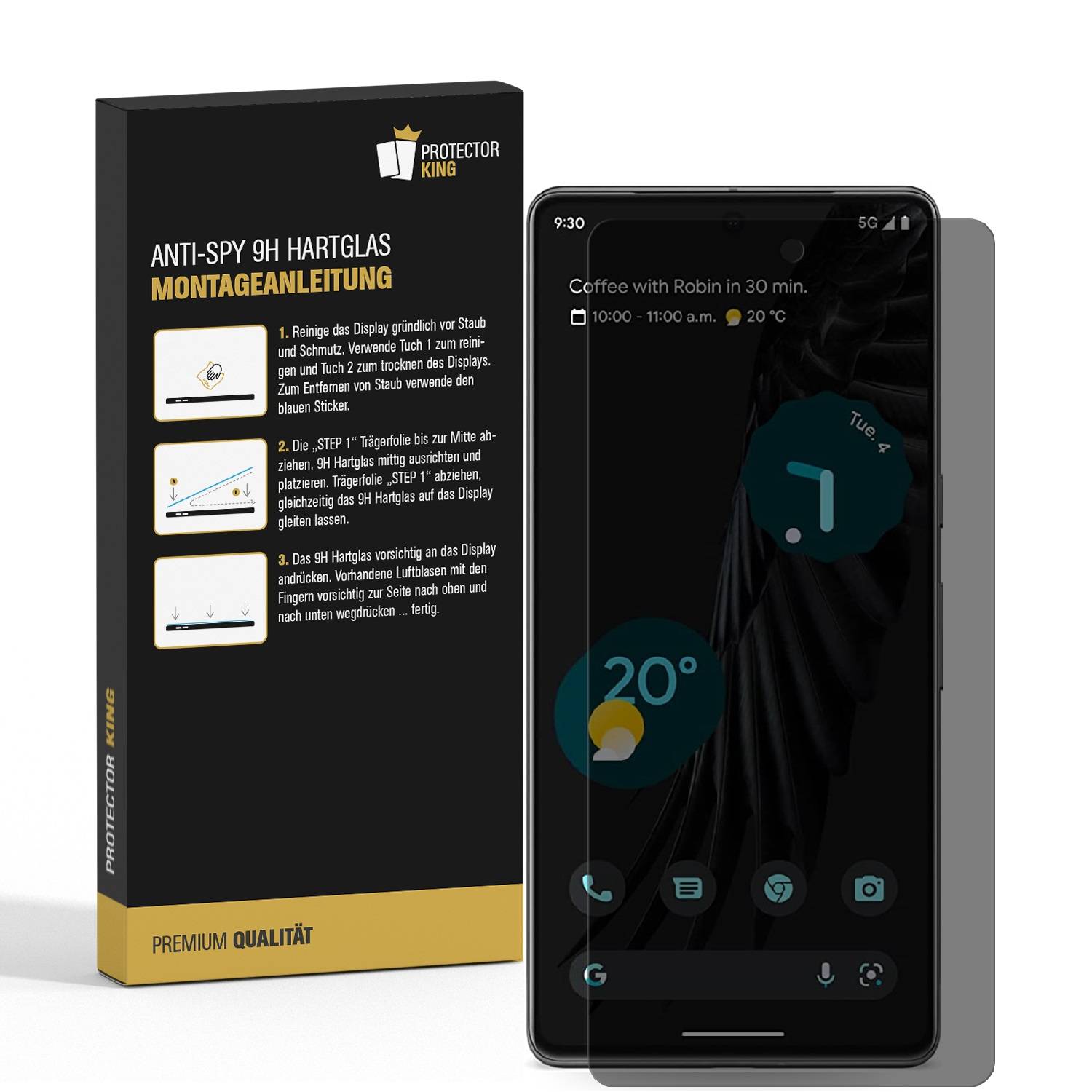 1x Blickschutz 9H Panzerglas für Google Pixel 7 Pro Full-Screen Protector Anti-Spy Sichtschutz Schutzglas Schutzfolie Tempered Hartglas