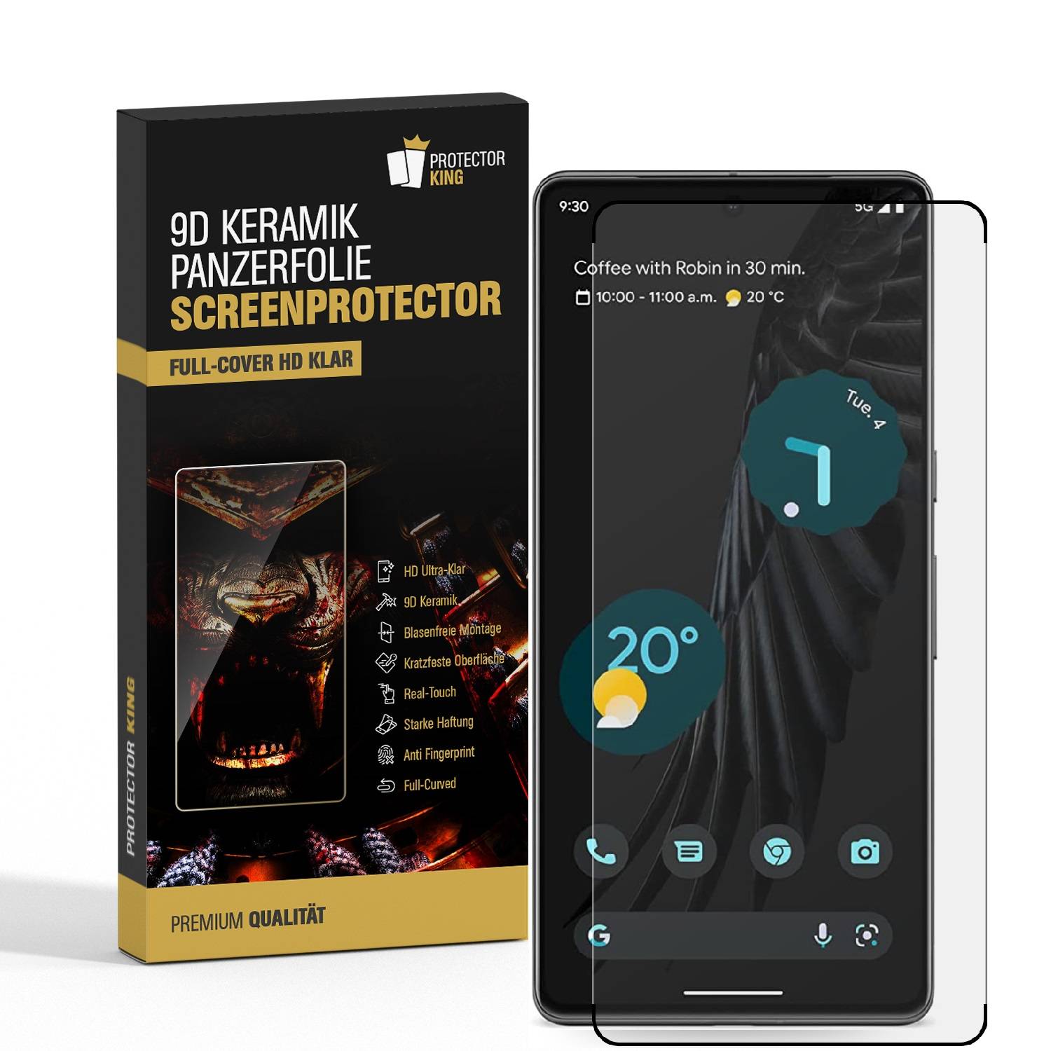 3x 9D Keramik-Glass für Google Pixel 7 Pro FULL COVER 3D KLAR Panzerfolie Displayschutz Schutzfolie Ceramic Screen-Protector