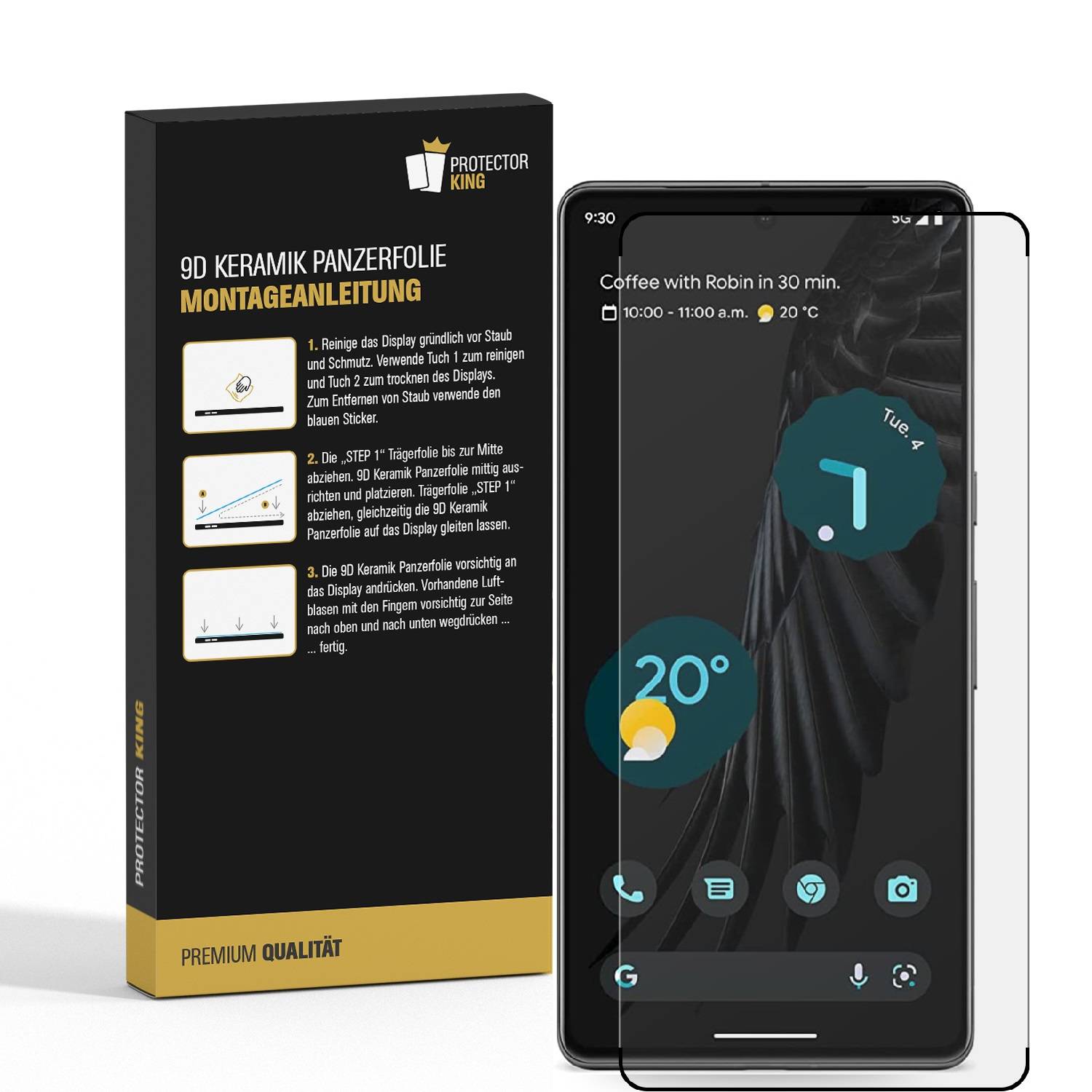 3x 9D Keramik-Glass für Google Pixel 7 Pro FULL COVER 3D KLAR Panzerfolie Displayschutz Schutzfolie Ceramic Screen-Protector