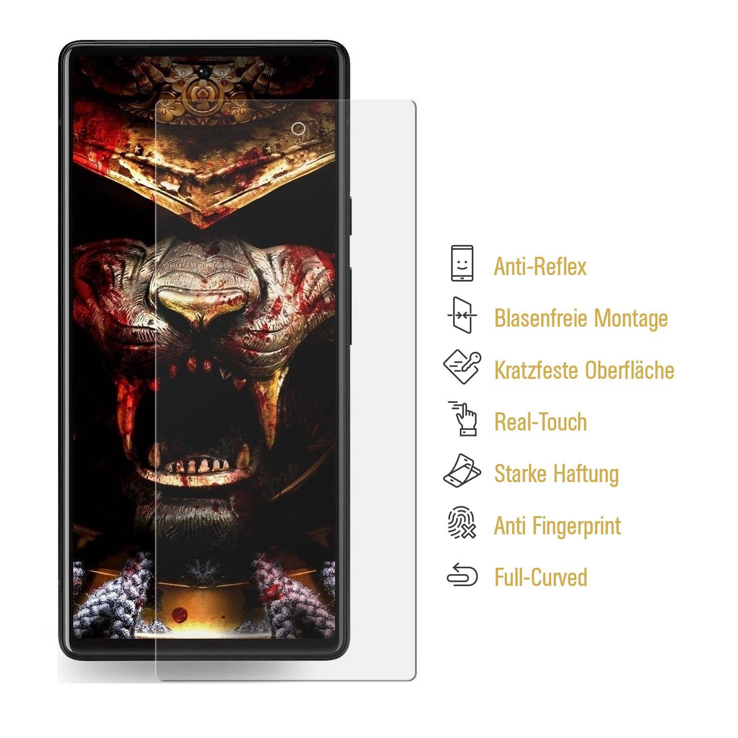 6x Flexibles Nano-Glas für Google Pixel 7 Pro FULL CURVED ANTI-REFLEX Displayschutz Panzerglas Schutzglas Schutzfolie MATT