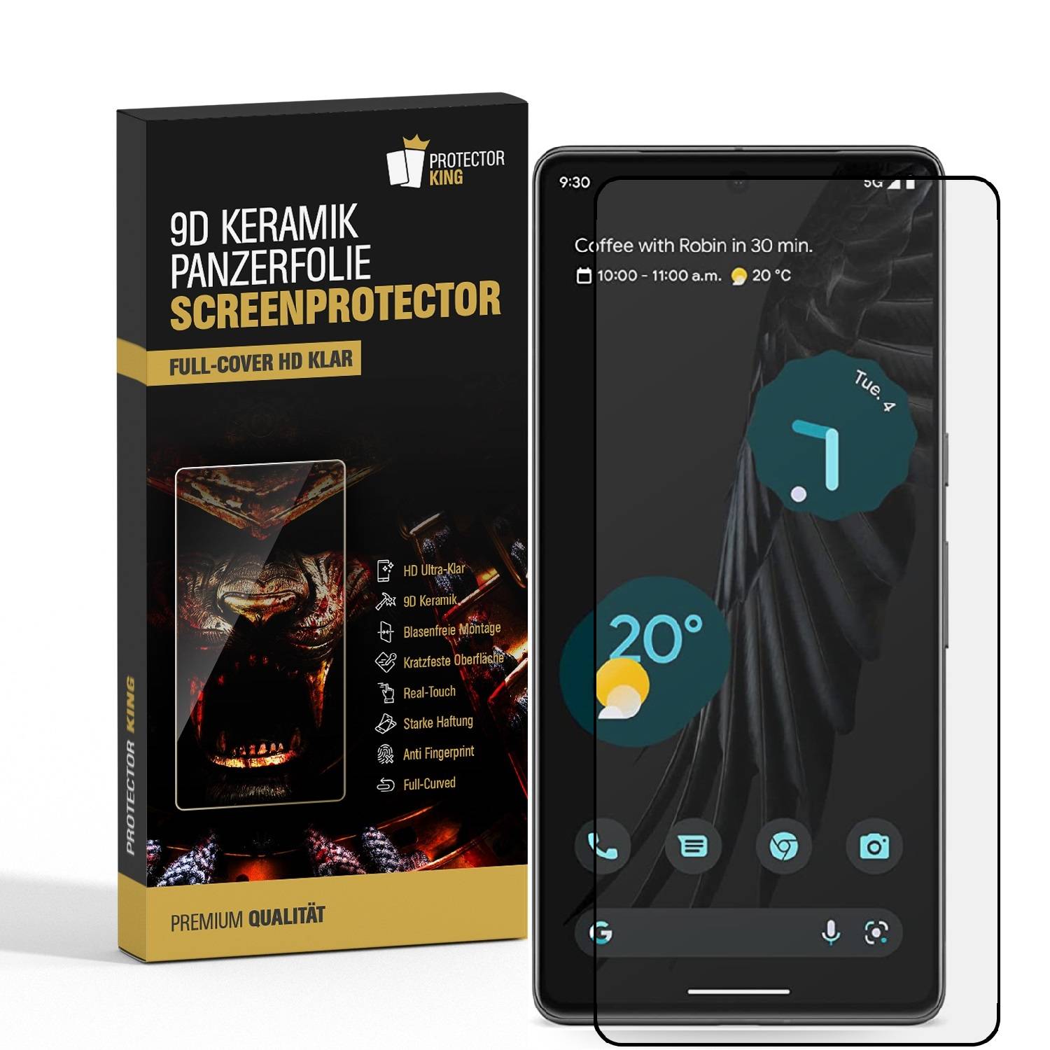 3x 9D Keramik-Glass für Google Pixel 7 3D KLAR Panzerfolie Displayschutz Schutzfolie Ceramic Screen-Protector