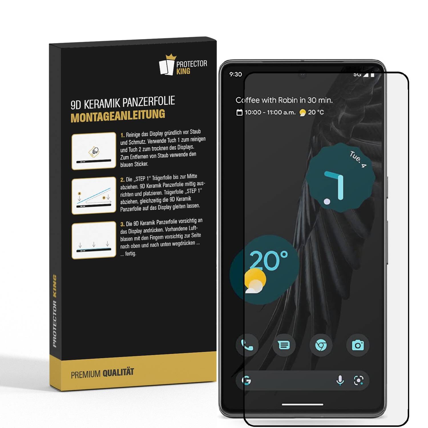 2x 9D Keramik-Glass für Google Pixel 6 3D KLAR Panzerfolie Displayschutz Schutzfolie Ceramic Screen-Protector