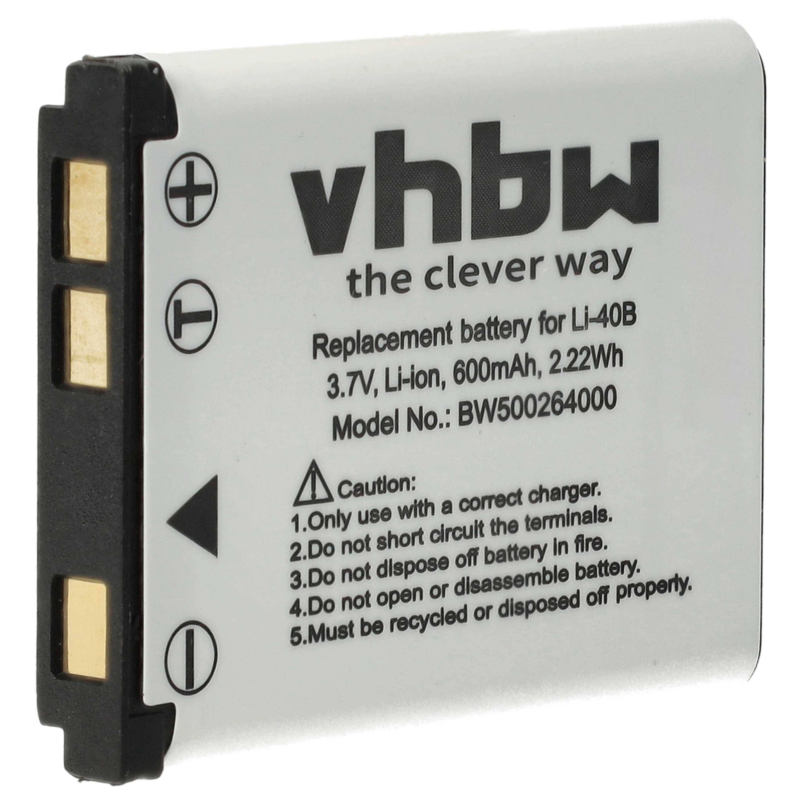 vhbw Akku 500mAh kompatibel mit Olympus Li-40B LI-42B VR310, VR-310, VR320, VR-320, VR325, VR-325, VR330, VR-330, VH-210, IR-300, FE-20