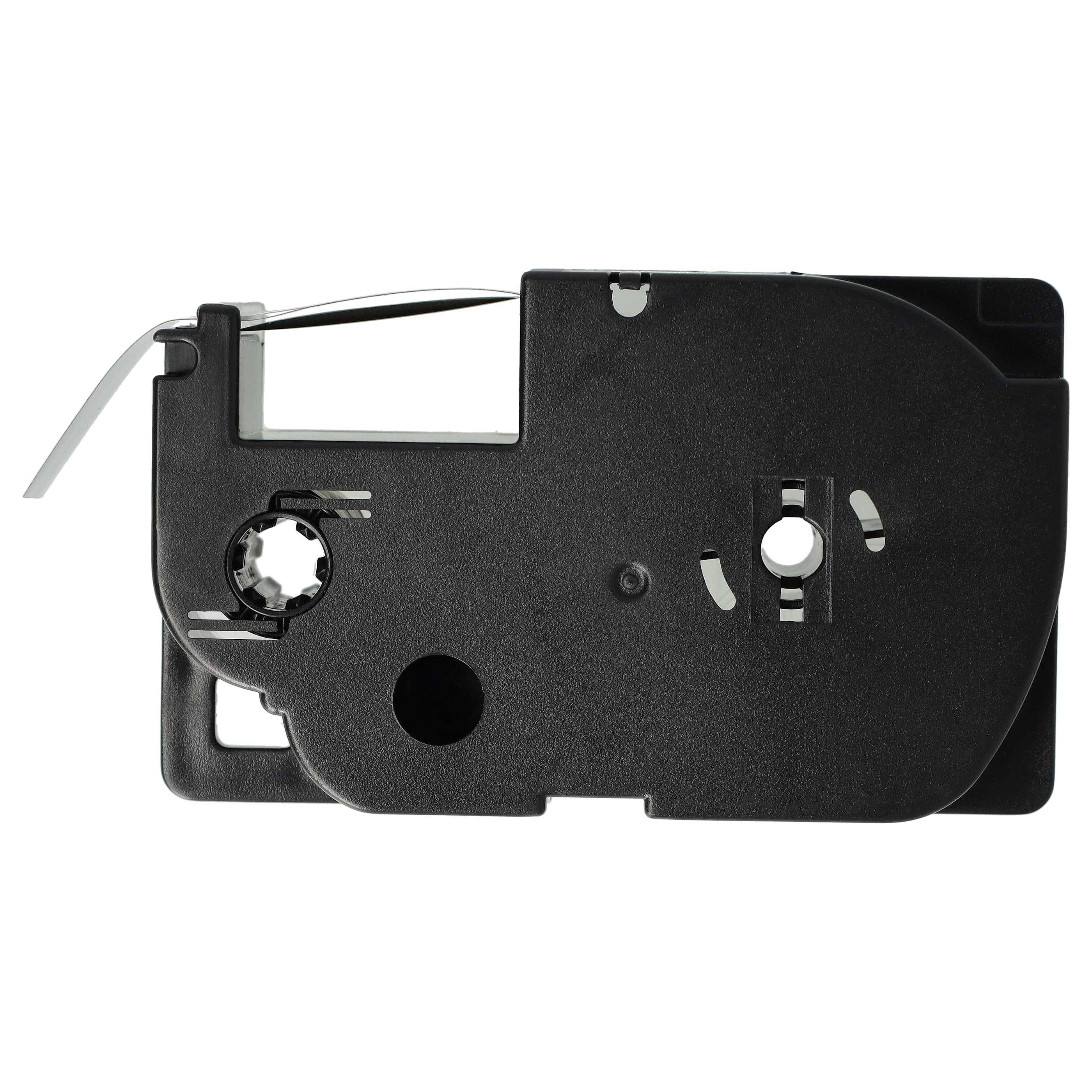 vhbw Schriftband-Kassette kompatibel mit Casio KL-C500, KL-8200, KL-8100, KL-820, KL-780 Etiketten-Drucker 8m x 18mm Schwarz auf Silber, pet+ RESIN