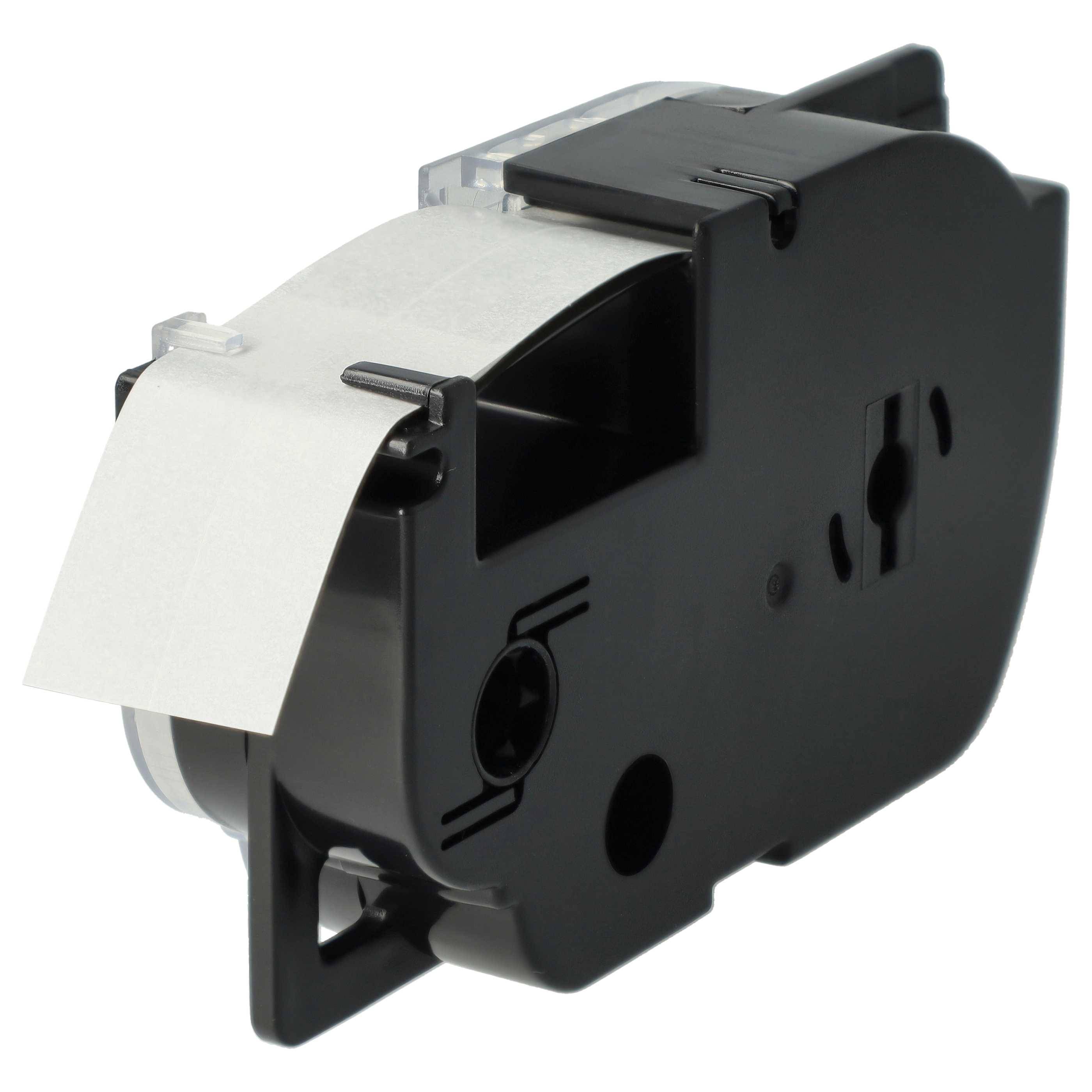 vhbw Schriftband-Kassette kompatibel mit Casio KL-750E, KL-70E, KL-7400, KL-7000, KL-7200 Etiketten-Drucker 8m x 18mm Schwarz auf Silber, pet+ RESIN