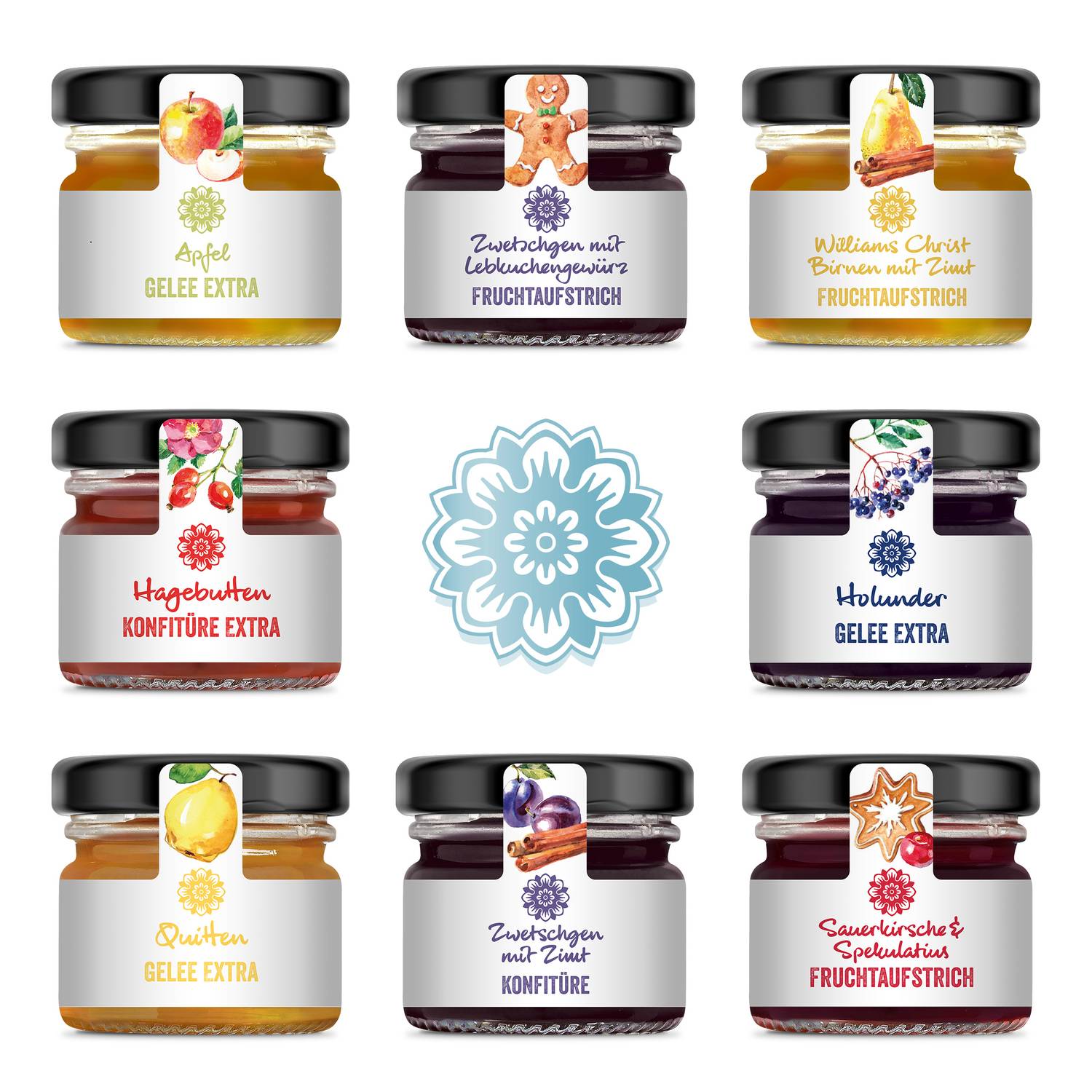 Corasol Premium Marmeladen & Konfitüren, Fruchtaufstriche im Glas Frühstück-Adventskalender (720 g)