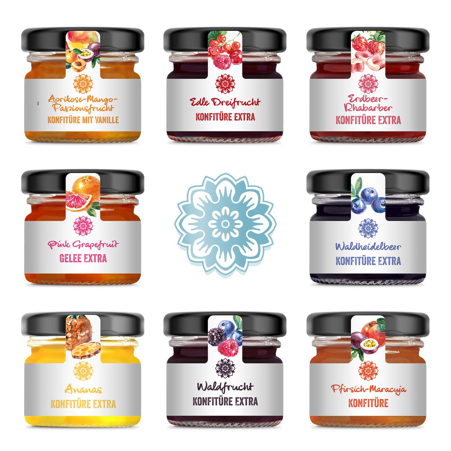 Corasol Premium Marmeladen & Konfitüren, Fruchtaufstriche im Glas Frühstück-Adventskalender (720 g)