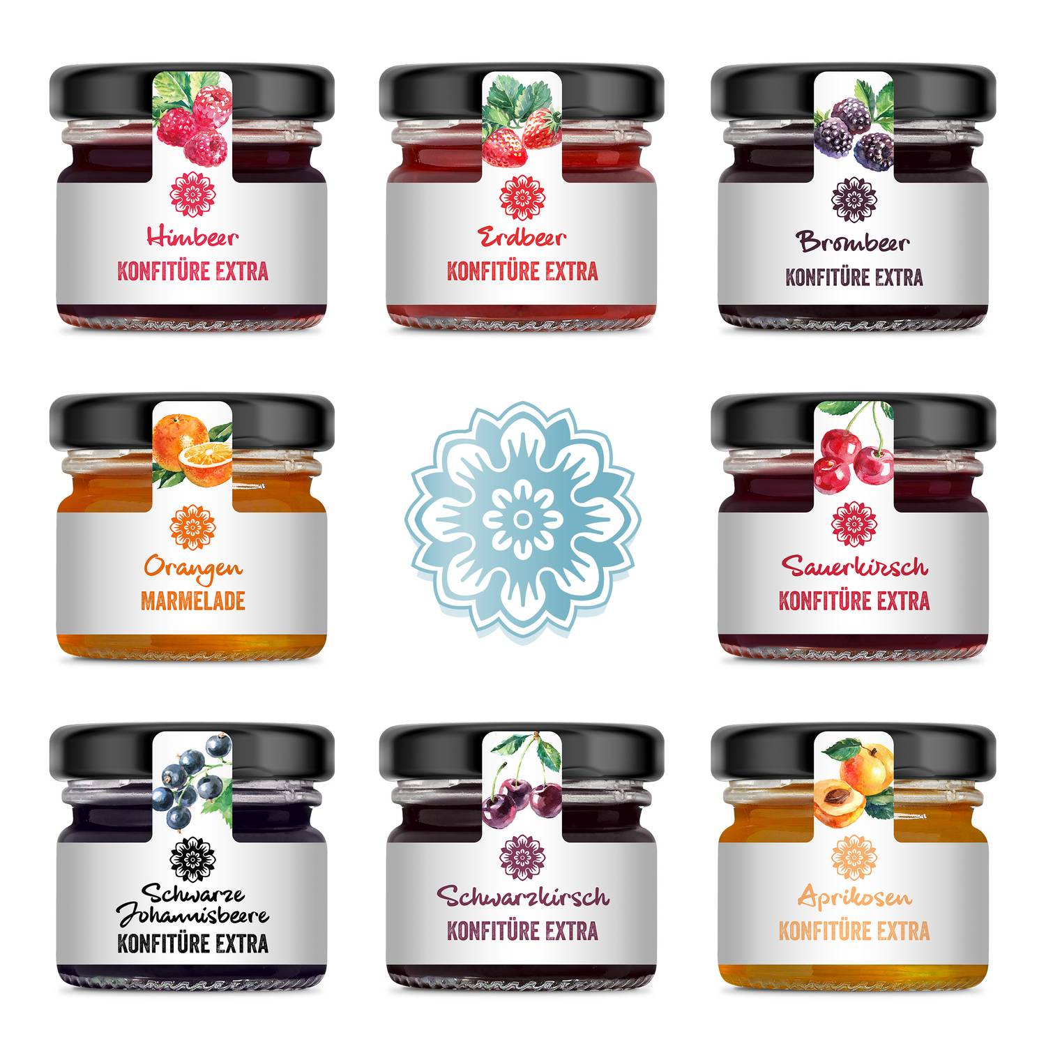 Corasol Premium Marmeladen & Konfitüren, Fruchtaufstriche im Glas Frühstück-Adventskalender (720 g)