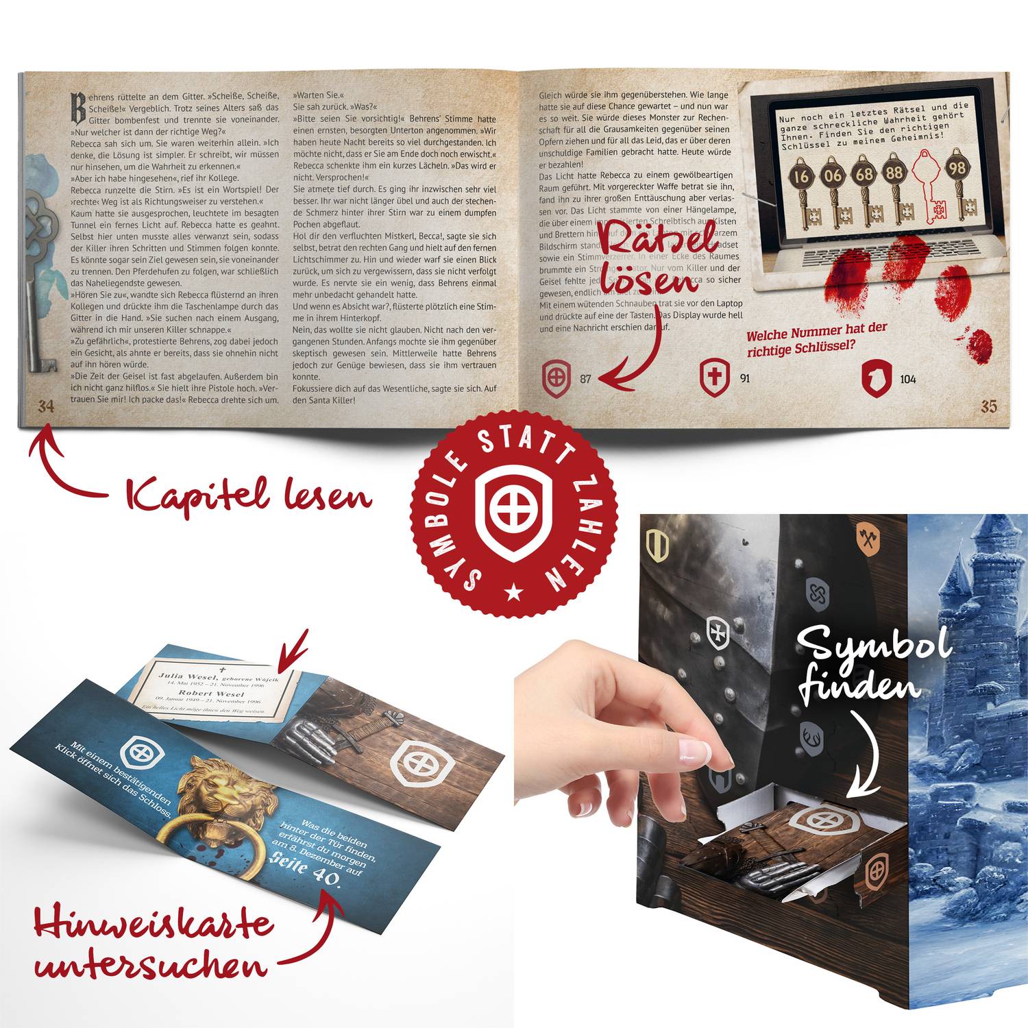 Corasol Escape & Kaffee Adventskalender mit Escape-Thriller für Erwachsene: Rot rieselt der Schnee (240 g)