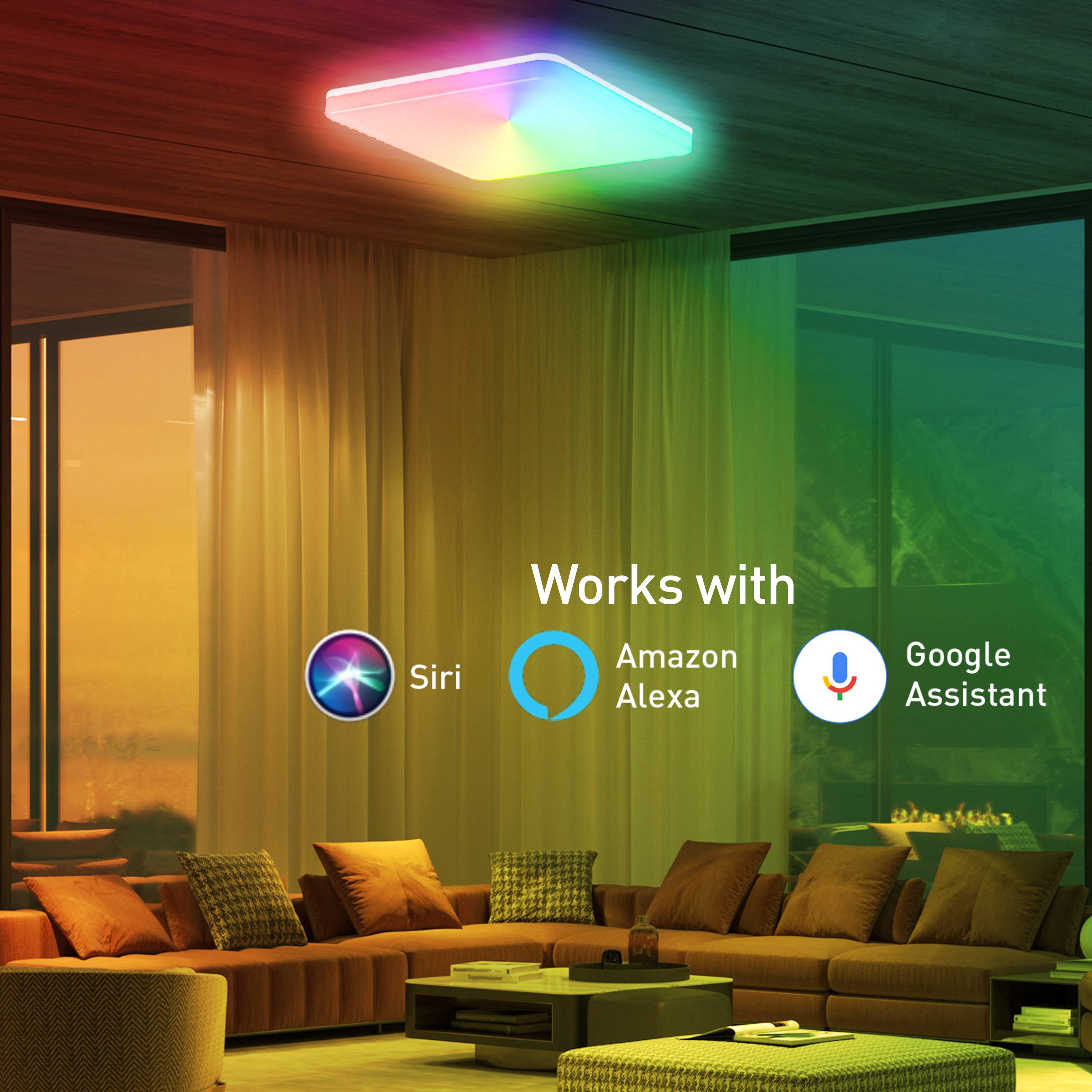 Tellur Smart WiFi Deckenleuchte, RGB, weiß/warm, Dimmer, 24W, quadratisch, Weiß