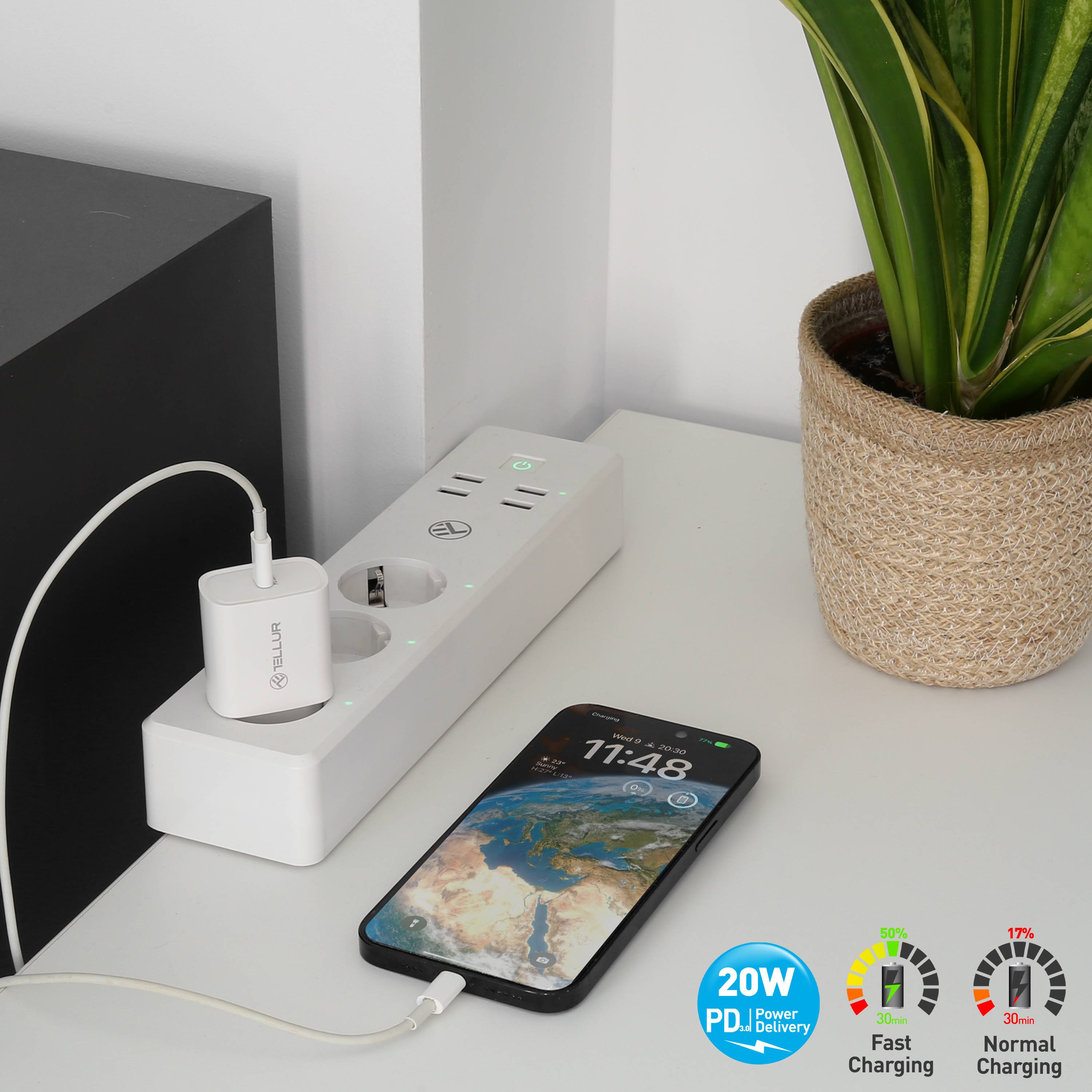 Tellur 20W USB-C PD Wandladegerät, weiß