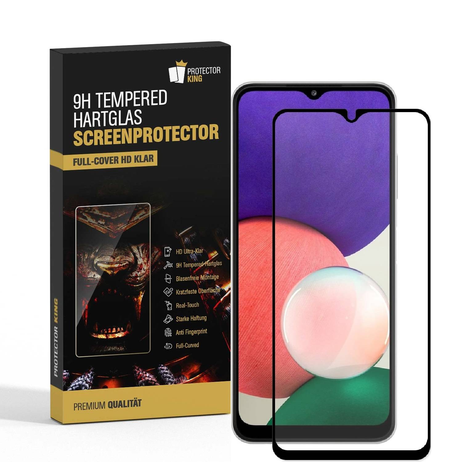 1x 9H Panzerglas für Samsung Galaxy A22 5G FULL COVER Displayschutz Schutzglas Hartglas Schutzfolie Panzerfolie KLAR Tempered echtes Displayglas