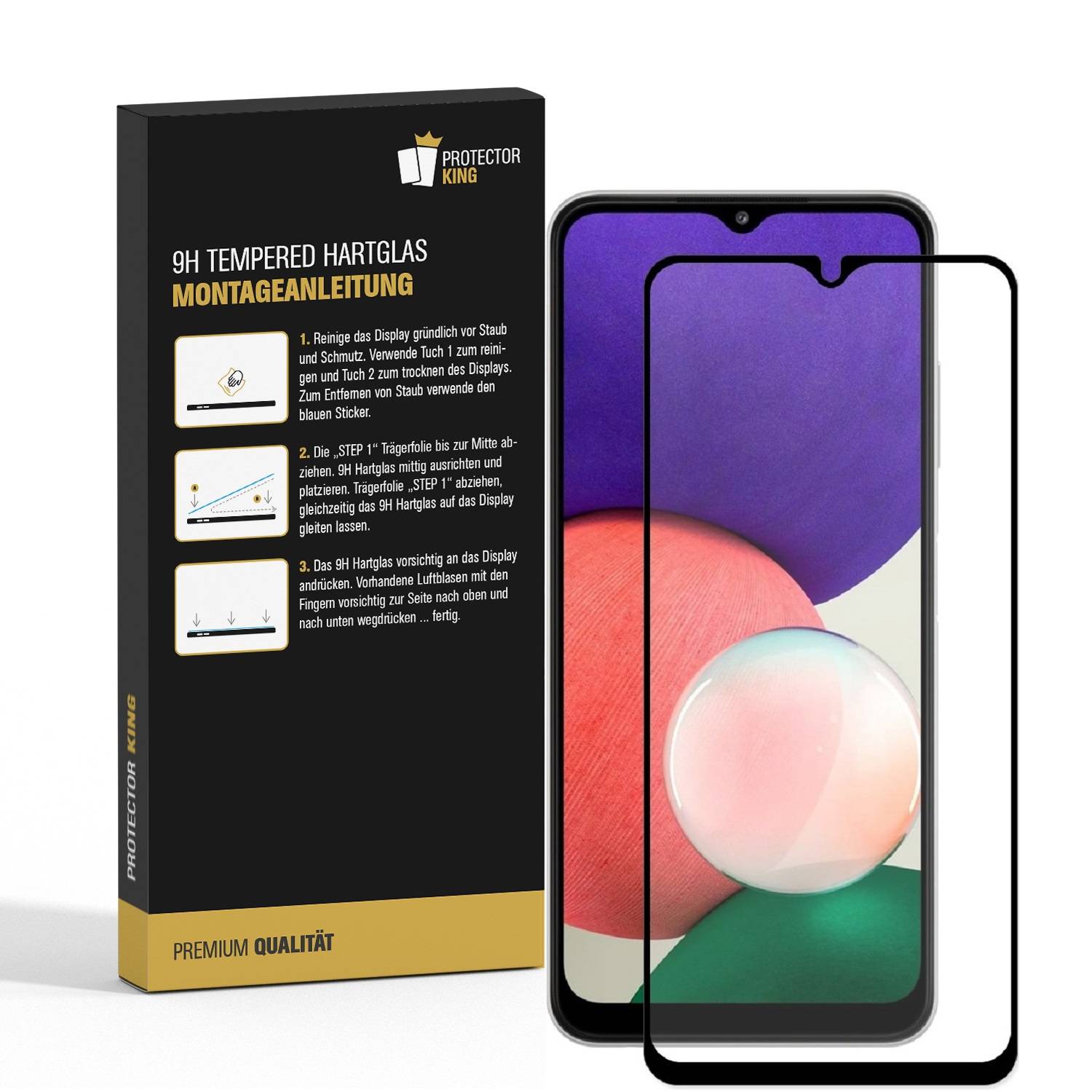 3x 9H Panzerglas für Samsung Galaxy A22 5G FULL COVER Displayschutz Schutzglas Hartglas Schutzfolie Panzerfolie KLAR Tempered echtes Displayglas