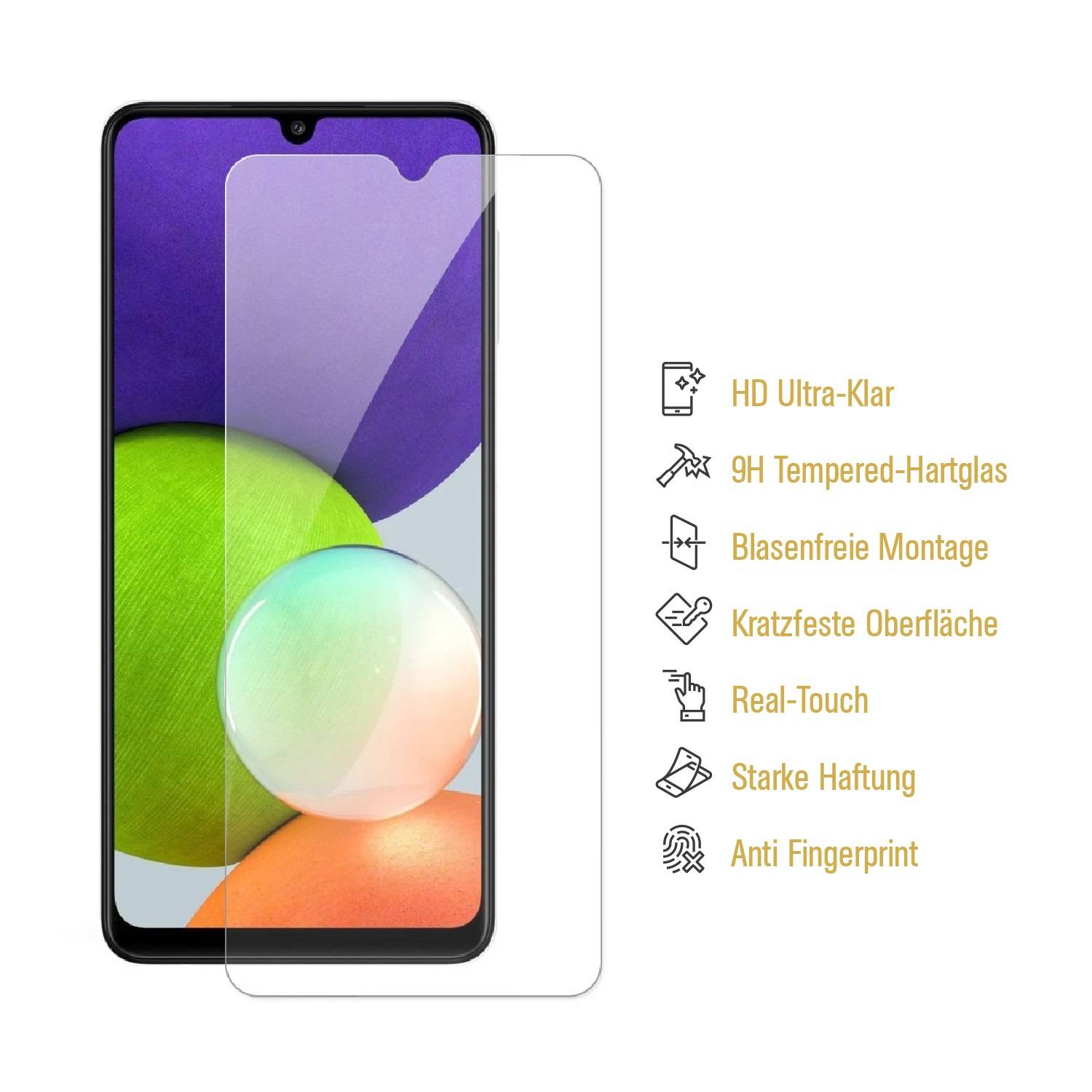 3x 9H Panzerglas für Samsung Galaxy A22 5G Displayschutz Schutzglas Panzerfolie Schutzfolie Hartglas Displayglas Tempered Glasfolie Sicherheitsglas