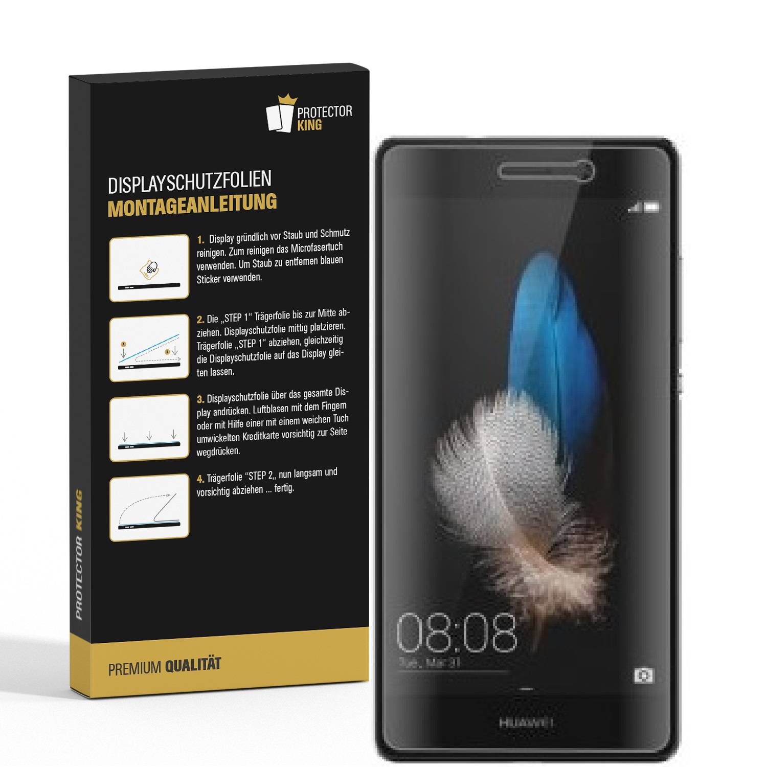 2x Displayschutzfolie für Huawei P8 Displayfolie Schutzfolie HD ULTRA KLAR