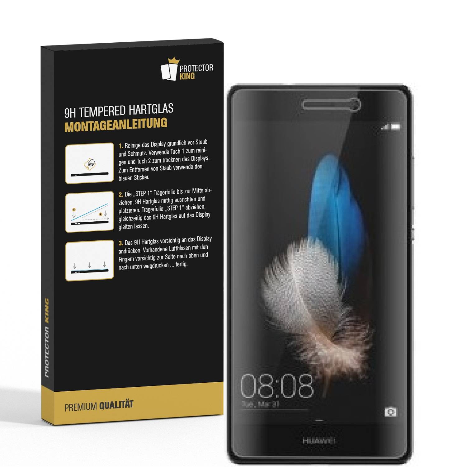 3x 9H Hartglasfolie für Huawei P8 Schutzglas Panzerfolie Displayschutzfolie KLAR Panzerglas Schutzfolie