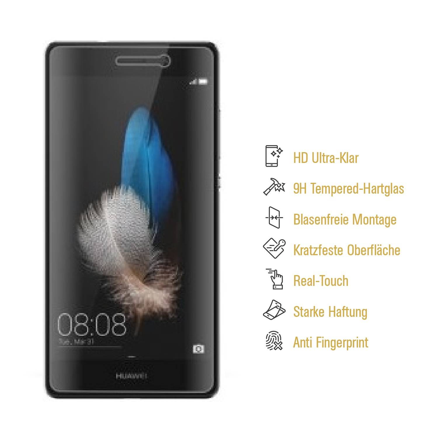 2x 9H Hartglasfolie für Huawei P8 Schutzglas Panzerfolie Displayschutzfolie KLAR Panzerglas Schutzfolie