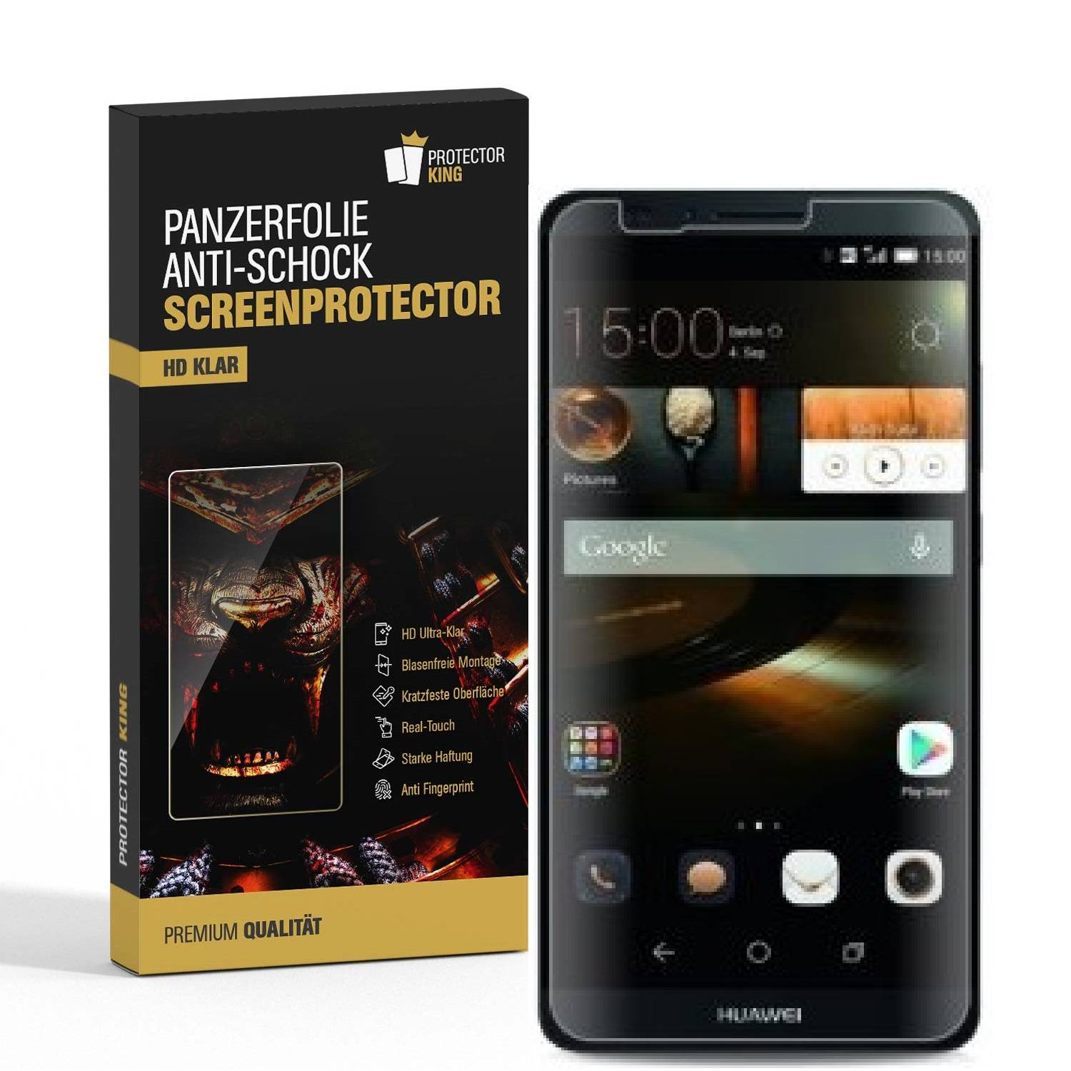 3x Panzerfolie für Huawei Mate 7 ANTI-SCHOCK Displayschutzfolie HD KLAR