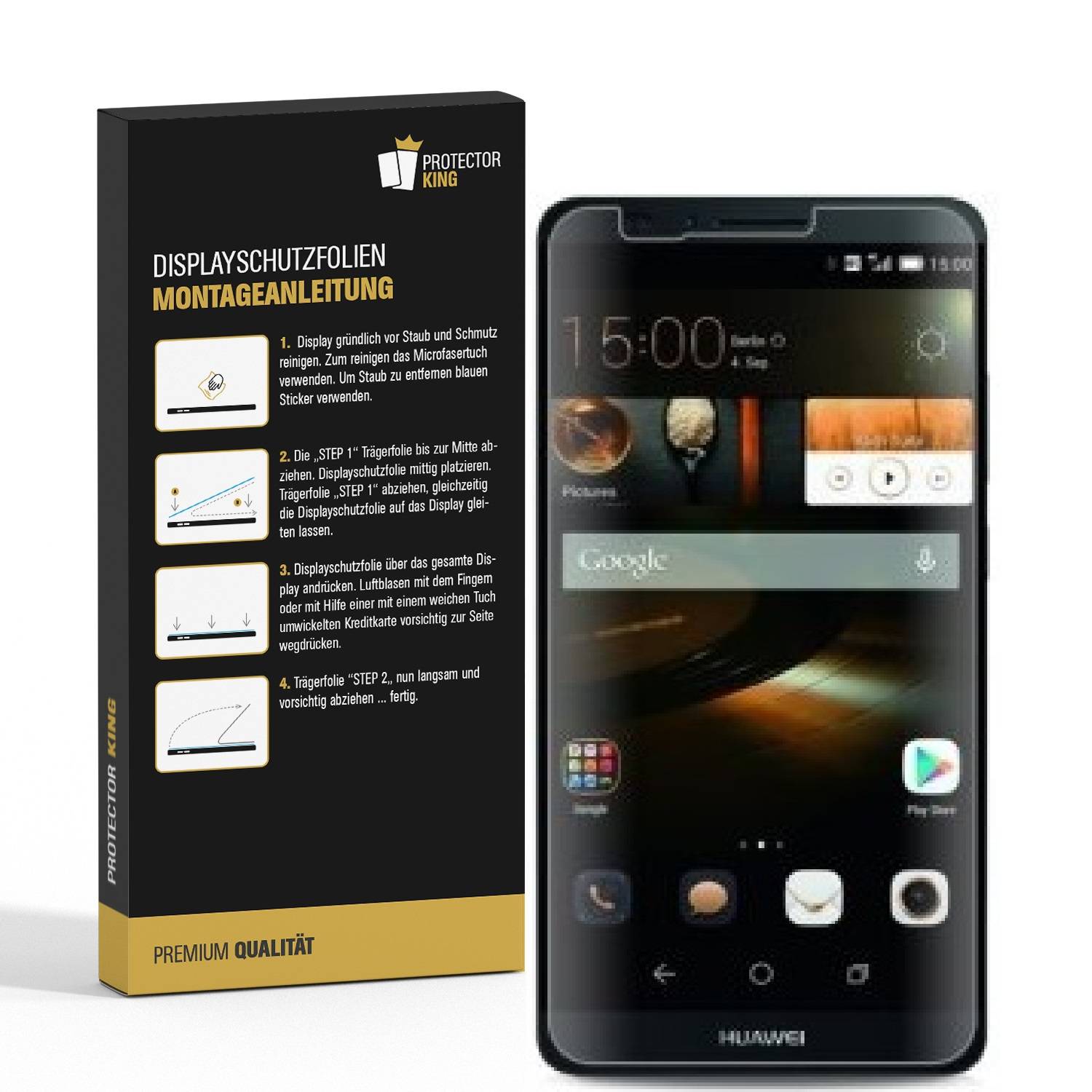 3x Panzerfolie für Huawei Mate 7 ANTI-SCHOCK Displayschutzfolie HD KLAR