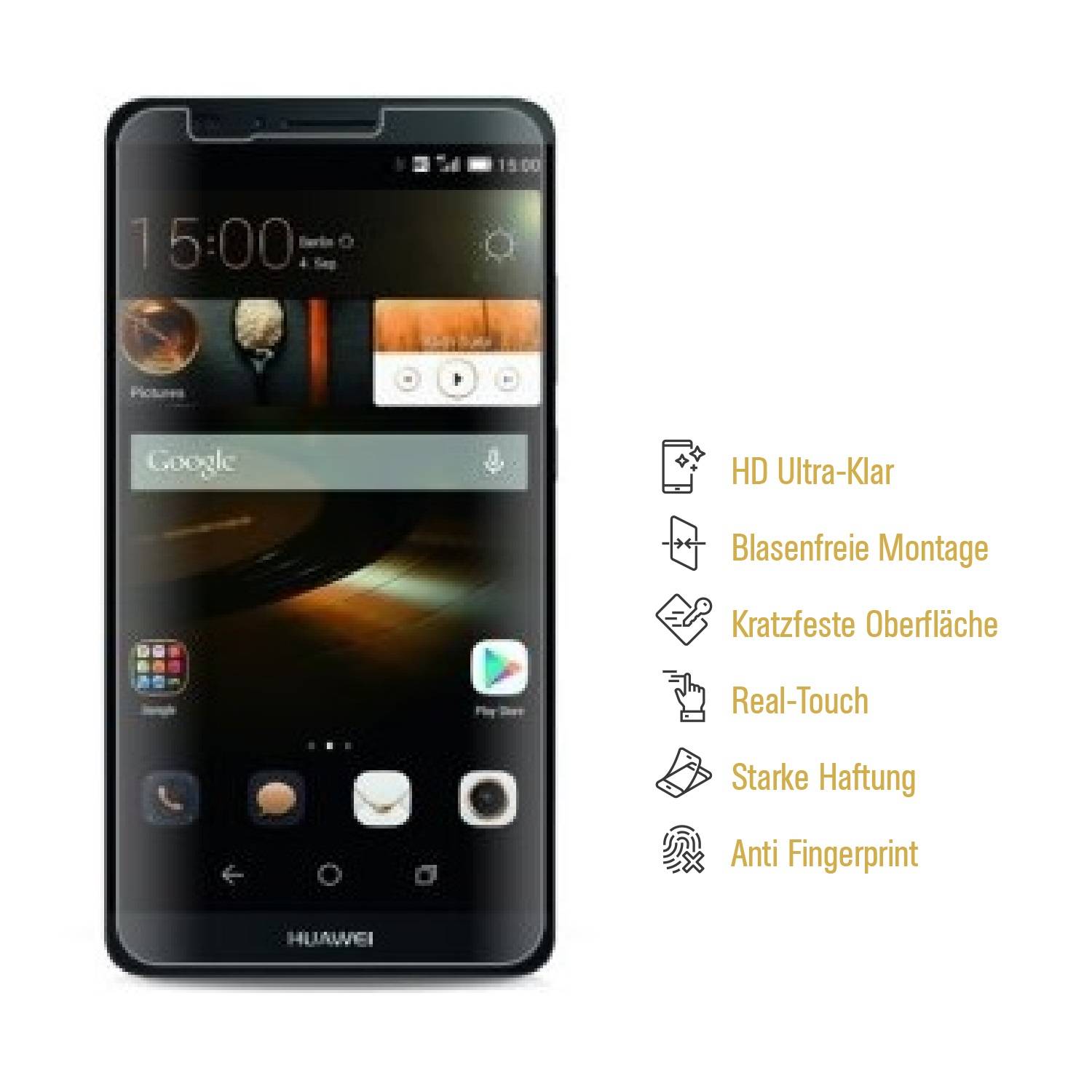 3x Panzerfolie für Huawei Mate 7 ANTI-SCHOCK Displayschutzfolie HD KLAR