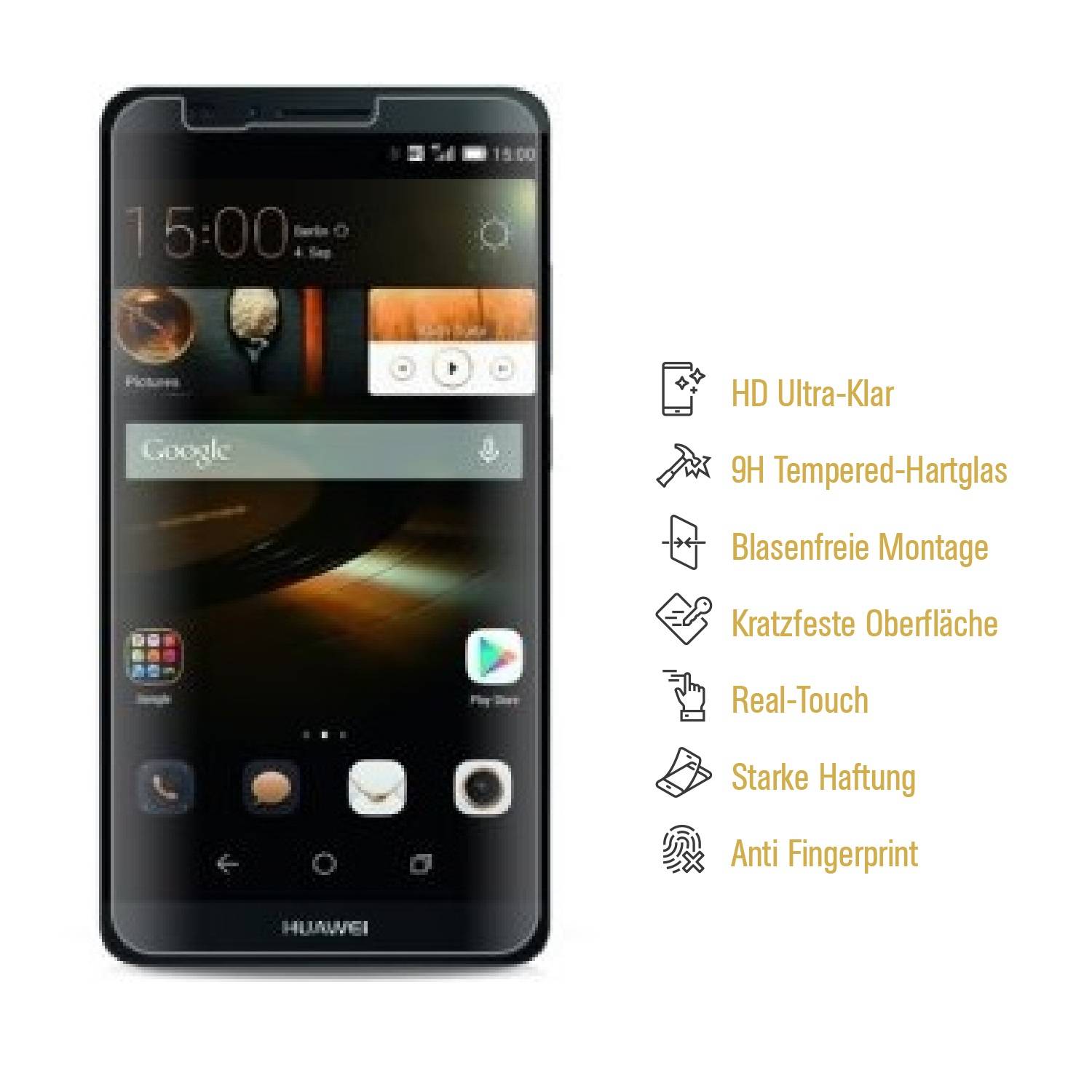 6x 9H Hartglas für Huawei Mate 7 Displayschutz Schutzglas Schutzfolie Panzerfolie Panzerglas Displayglas Tempered Glasfolie Sicherheitsglas Echtglas