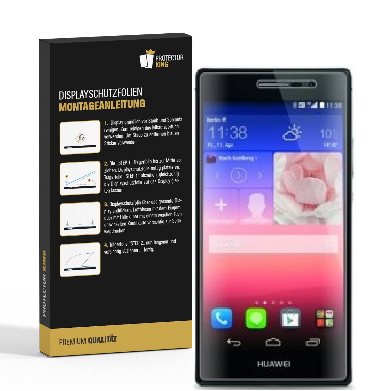 2x Displayschutzfolie für Huawei P7 Displayfolie Schutzfolie HD ULTRA KLAR