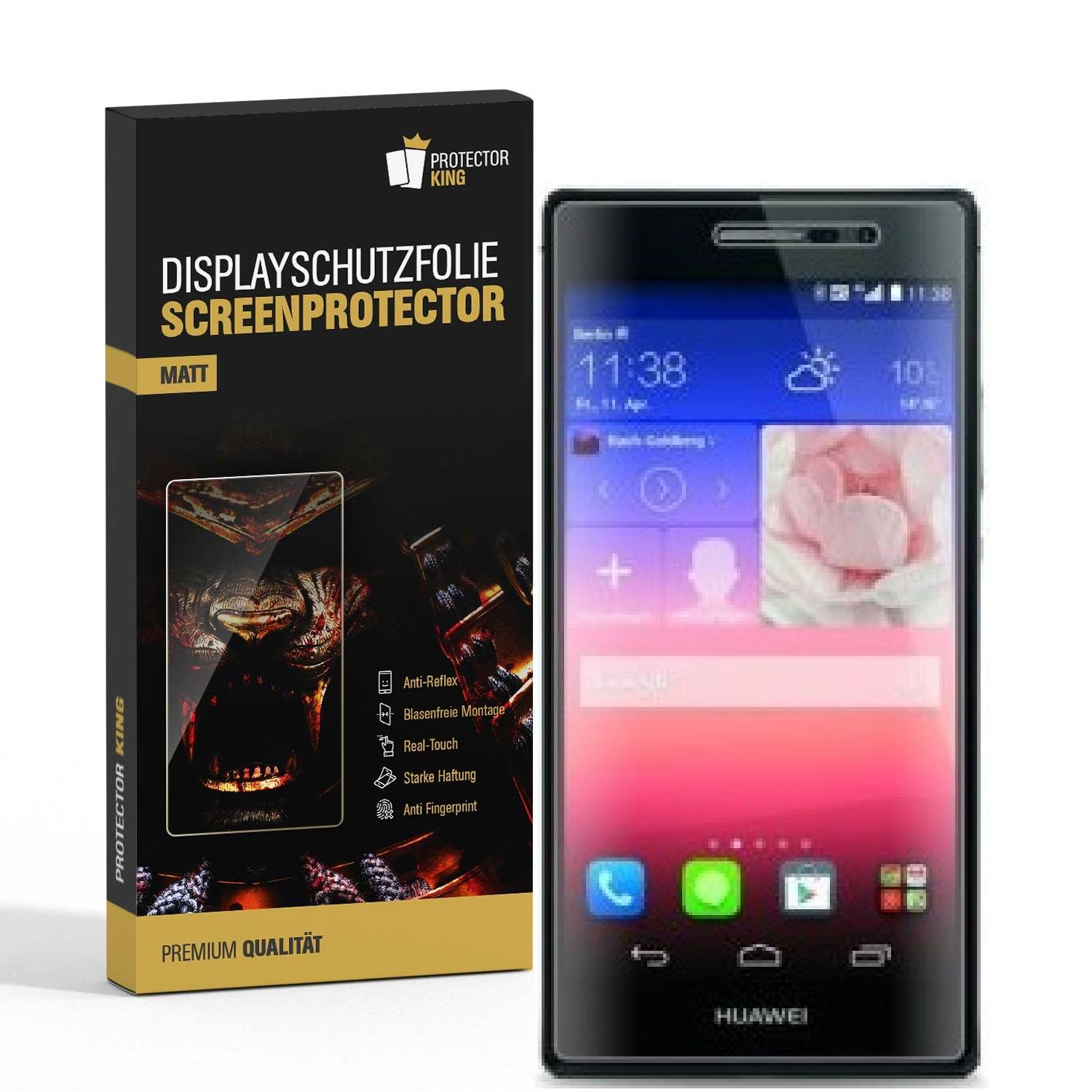 2x Displayschutzfolie für Huawei P7 ANTI-REFLEX Displayfolie Schutzfolie MATT