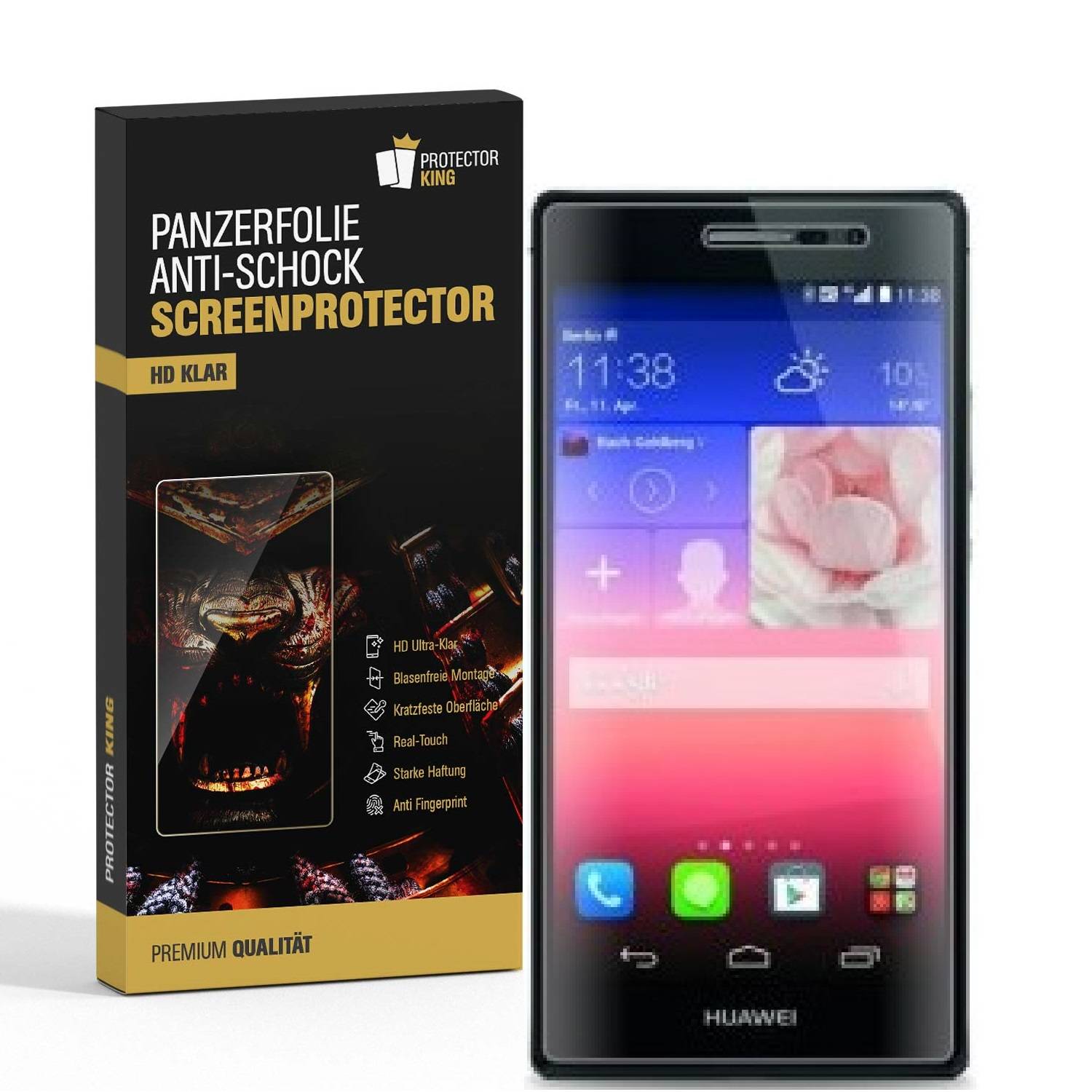 3x Panzerfolie für Huawei P7 ANTI-SCHOCK Displayschutzfolie Displayfolie HD KLAR
