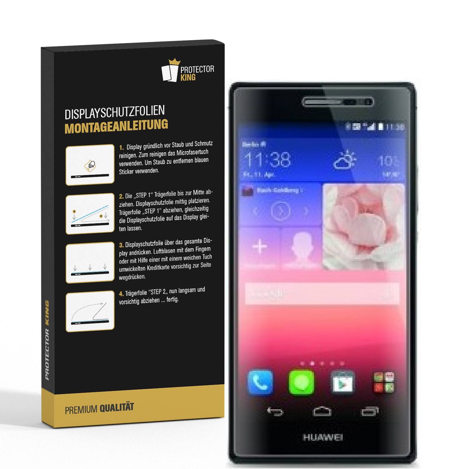 3x Panzerfolie für Huawei P7 ANTI-SCHOCK Displayschutzfolie Displayfolie HD KLAR