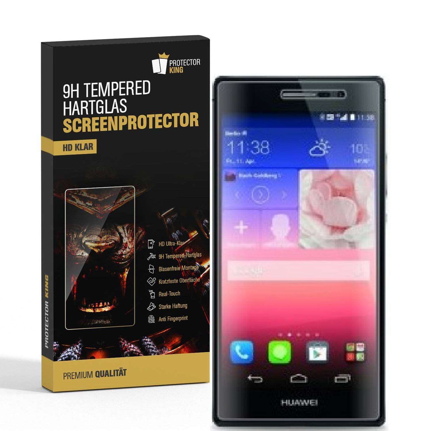 2x 9H Hartglas für Huawei P7 Schutzglas Panzerfolie Displayschutzfolie HD KLAR