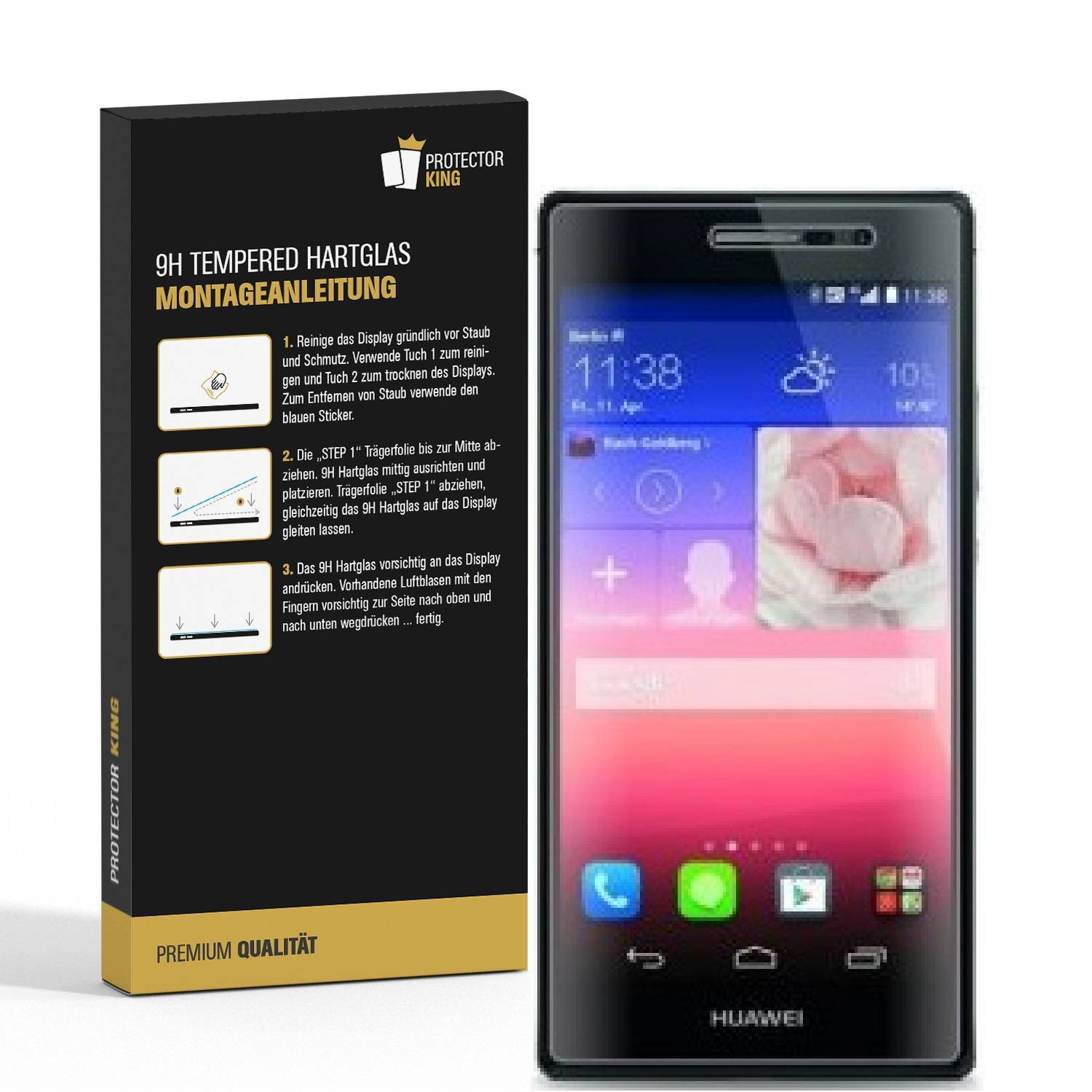 2x 9H Hartglas für Huawei P7 Schutzglas Panzerfolie Displayschutzfolie HD KLAR