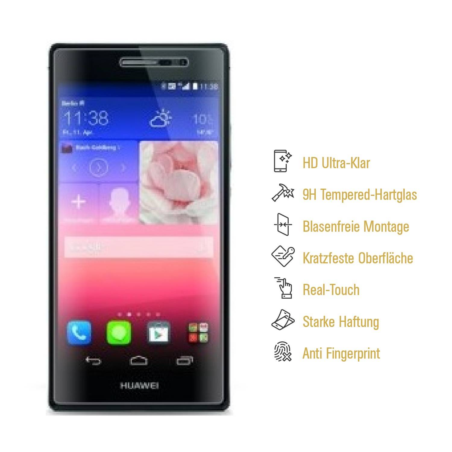 2x 9H Hartglas für Huawei P7 Schutzglas Panzerfolie Displayschutzfolie HD KLAR