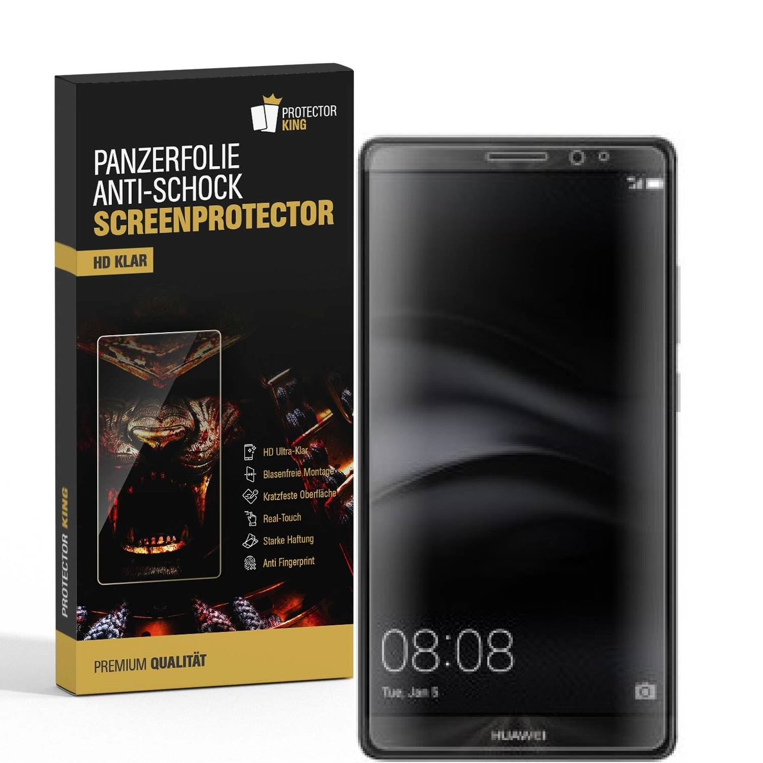 3x Panzerfolie für Huawei Mate 8 ANTI-SCHOCK Displayschutzfolie Displayfolie KLAR