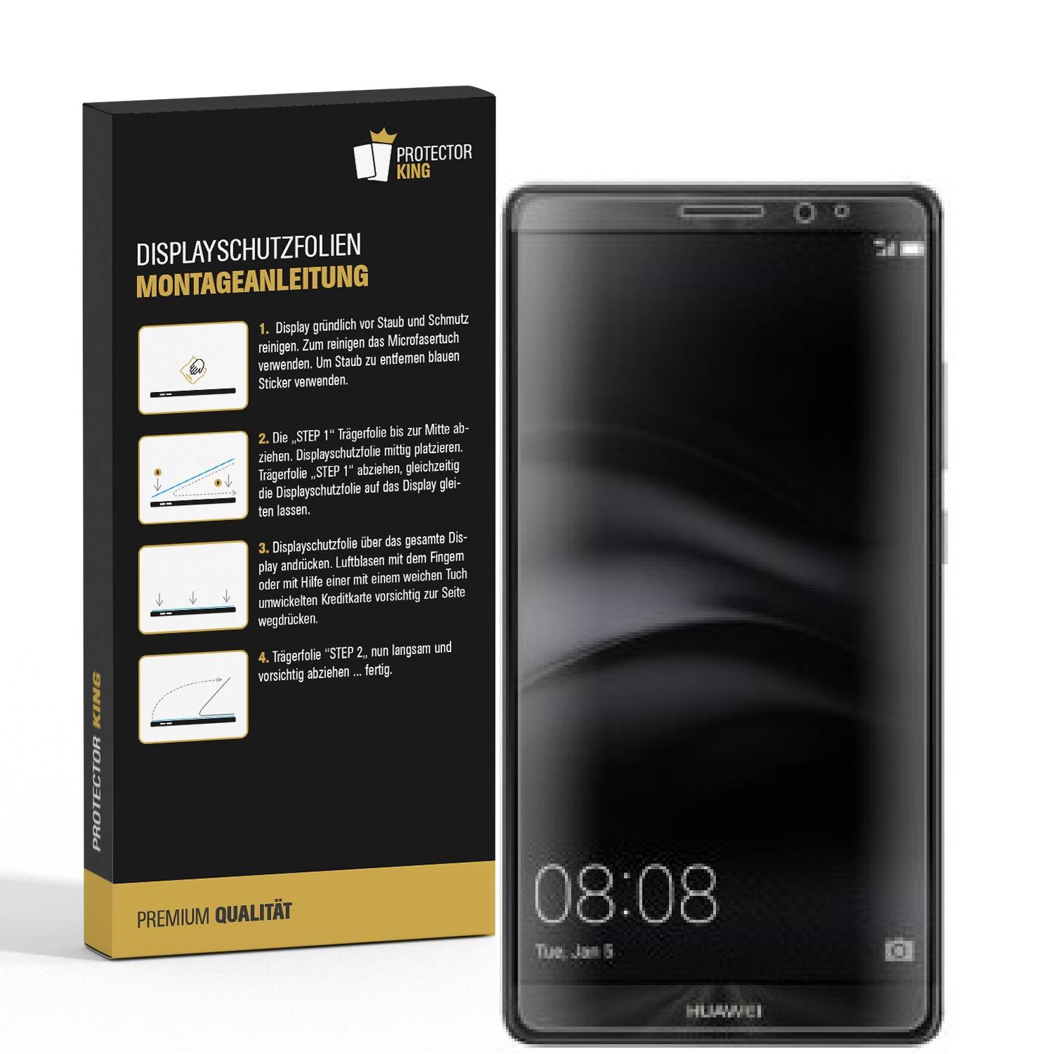 4x Panzerfolie für Huawei Mate 8 ANTI-SCHOCK Displayschutzfolie Displayfolie KLAR