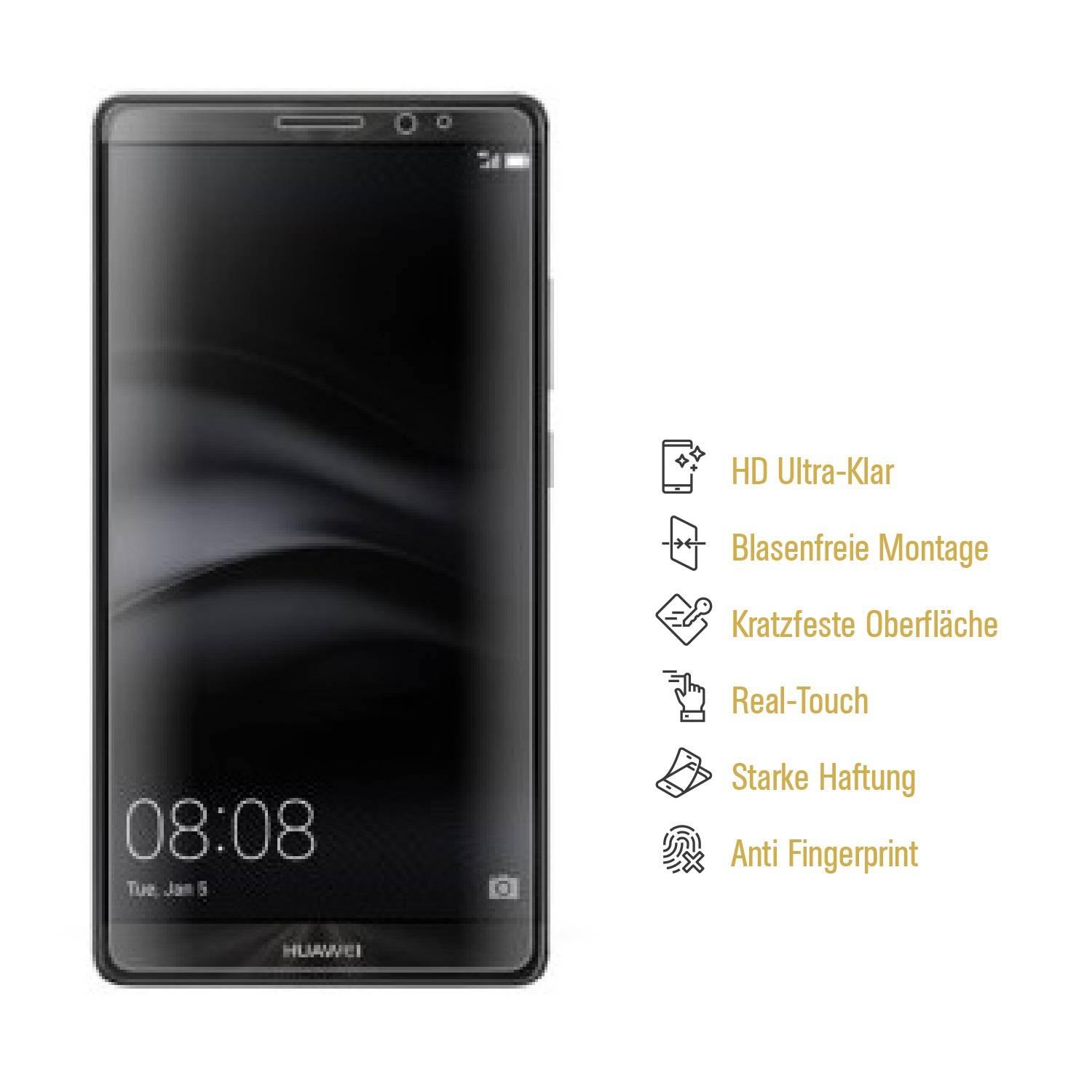 2x Panzerfolie für Huawei Mate 8 ANTI-SCHOCK Displayschutzfolie Displayfolie KLAR