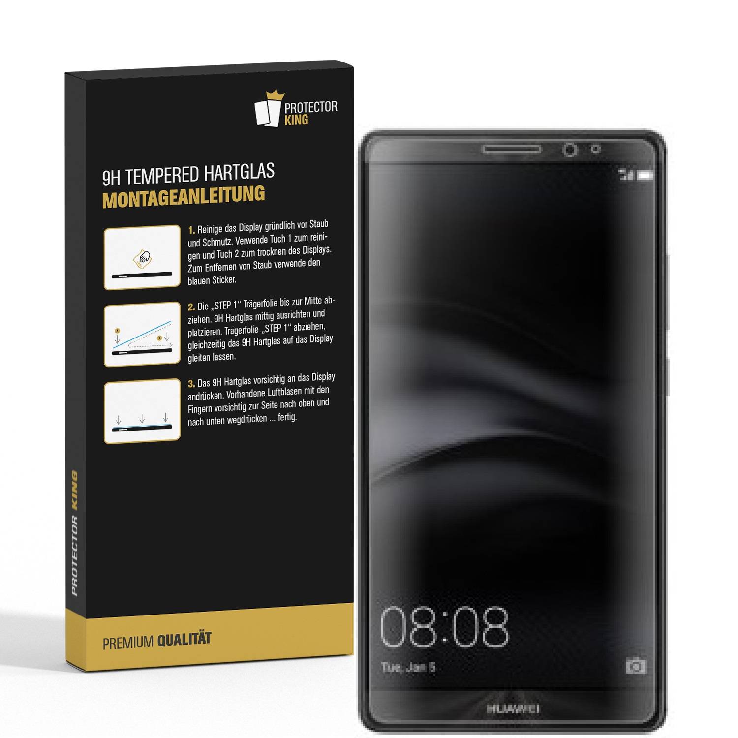 1x 9H Hartglas für Huawei Mate 8 Displayschutz Schutzglas Schutzfolie Panzerfolie Panzerglas Displayglas Tempered Glasfolie Sicherheitsglas Echtglas