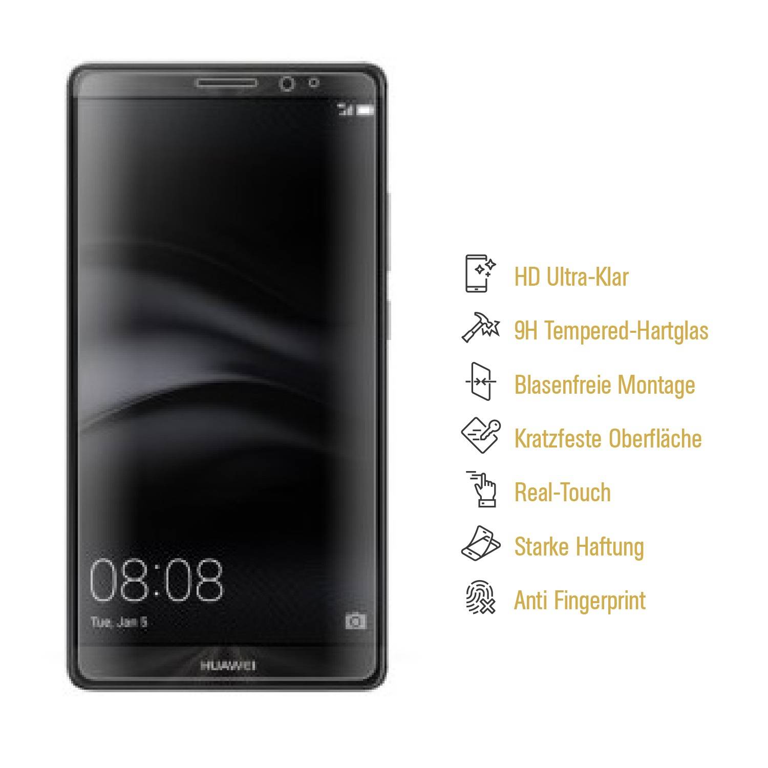 2x 9H Hartglas für Huawei Mate 8 Displayschutz Schutzglas Schutzfolie Panzerfolie Panzerglas Displayglas Tempered Glasfolie Sicherheitsglas Echtglas