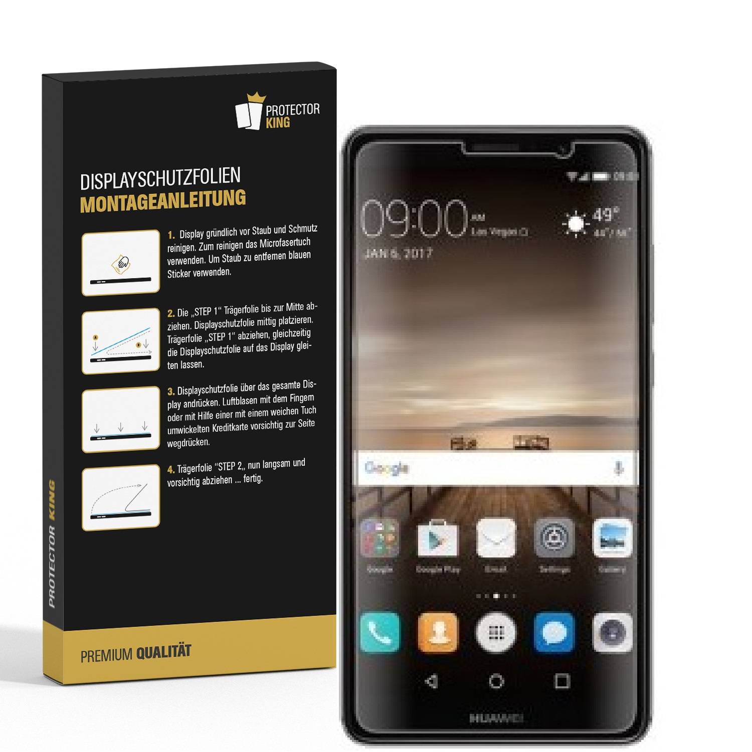 3x Displayschutzfolie für Huawei Mate 9 Displayfolie Schutzfolie HD ULTRA KLAR