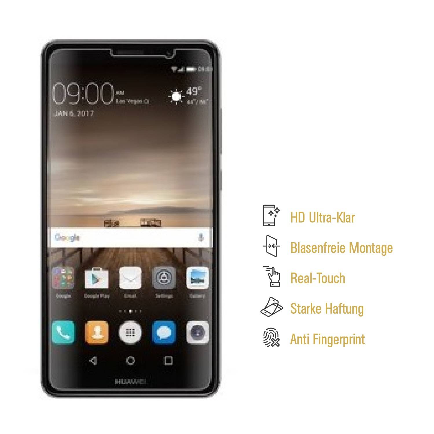 2x Displayschutzfolie für Huawei Mate 9 Displayfolie Schutzfolie HD ULTRA KLAR
