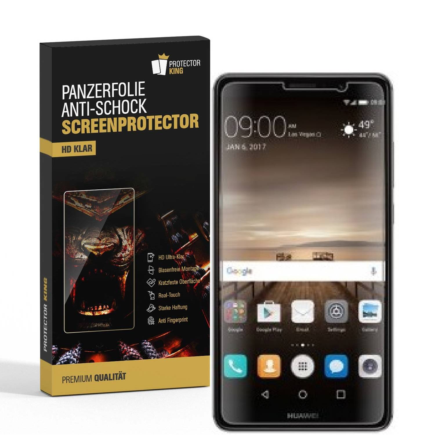 4x Panzerfolie für Huawei Mate 9 ANTI-SCHOCK Displayschutzfolie Displayfolie KLAR