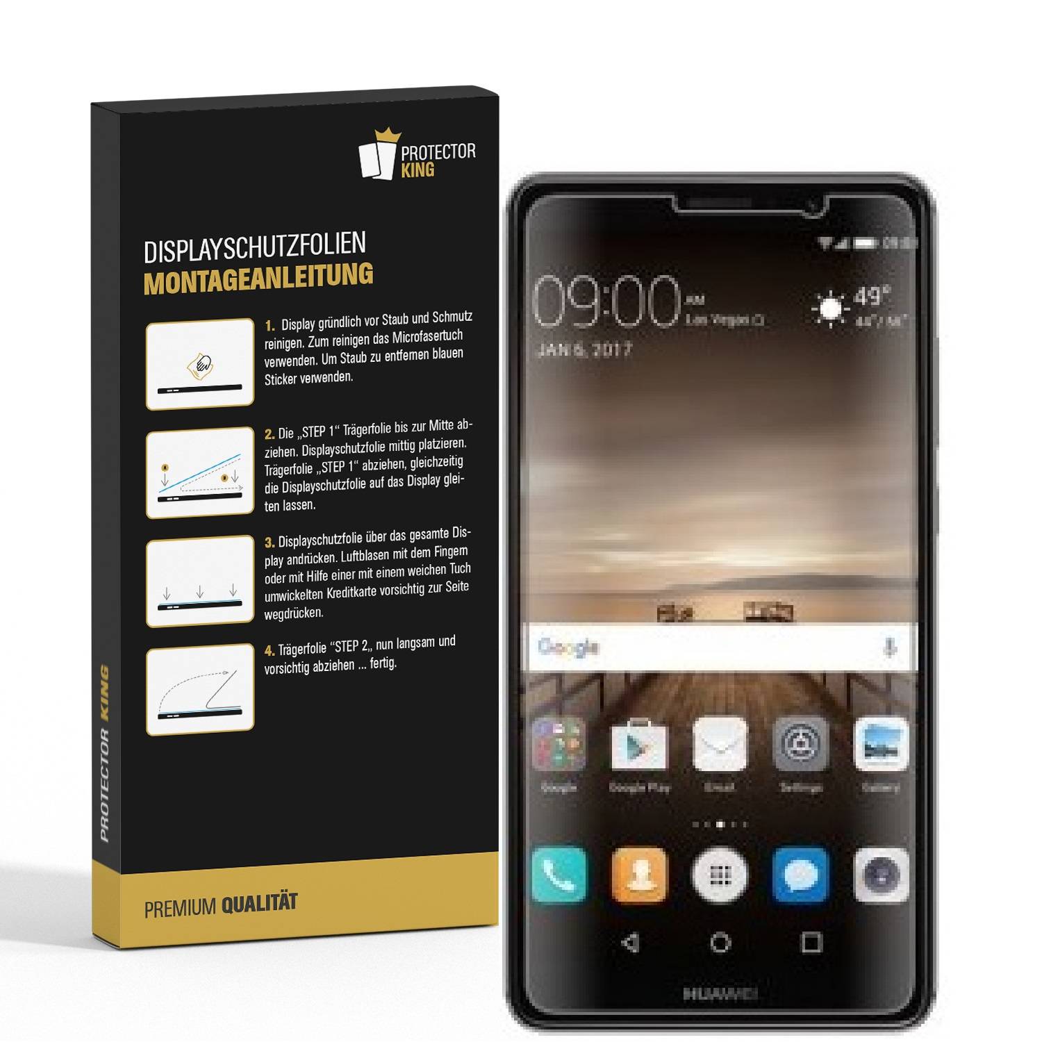 6x Panzerfolie für Huawei Mate 9 ANTI-SCHOCK Displayschutzfolie Displayfolie KLAR