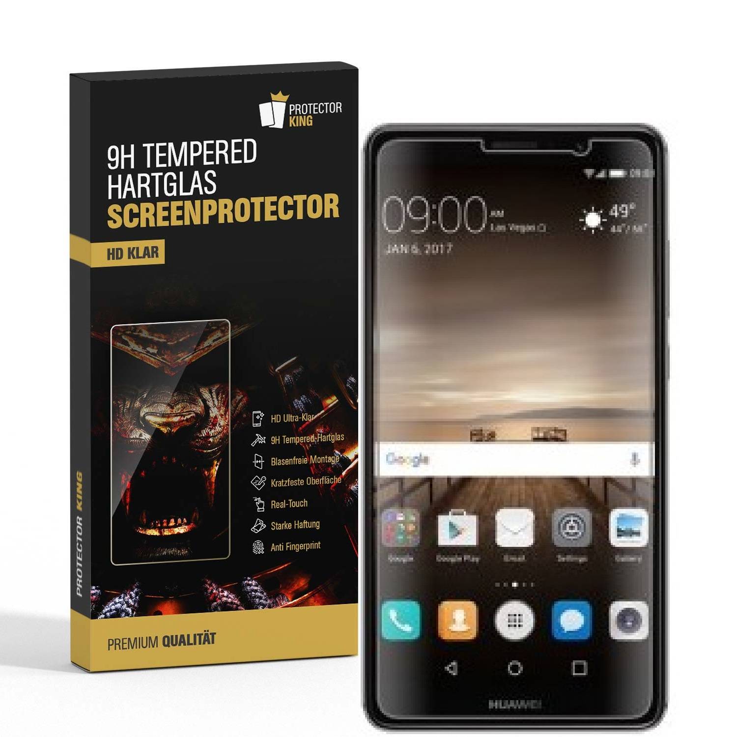 2x 9H Hartglas für Huawei Mate 9 Displayschutz Schutzglas Schutzfolie Panzerfolie Panzerglas Displayglas Tempered Glasfolie Sicherheitsglas Echtglas