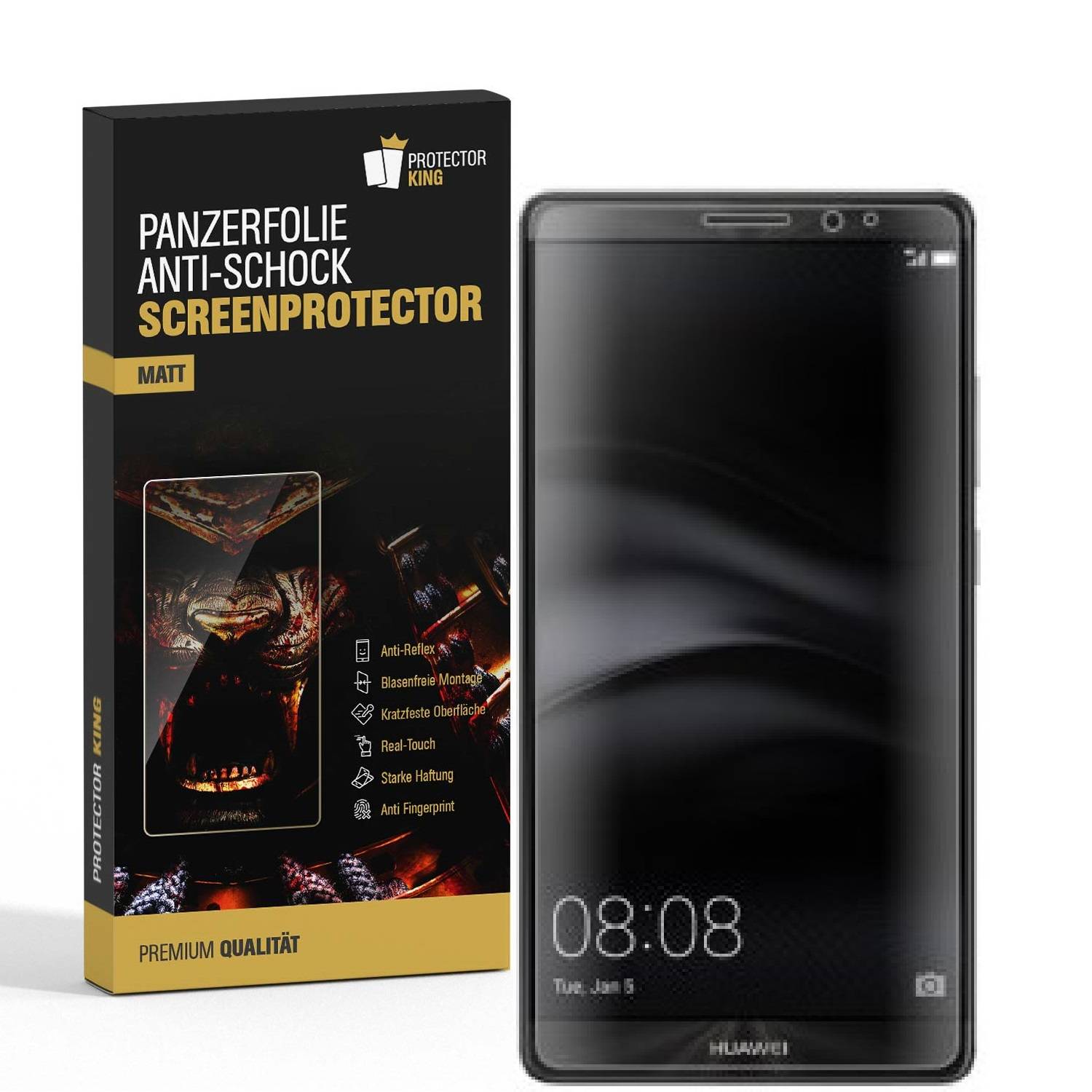 3x Panzerfolie für Huawei Mate 8 ANTI-SCHOCK Displayschutzfolie Displayfolie MATT