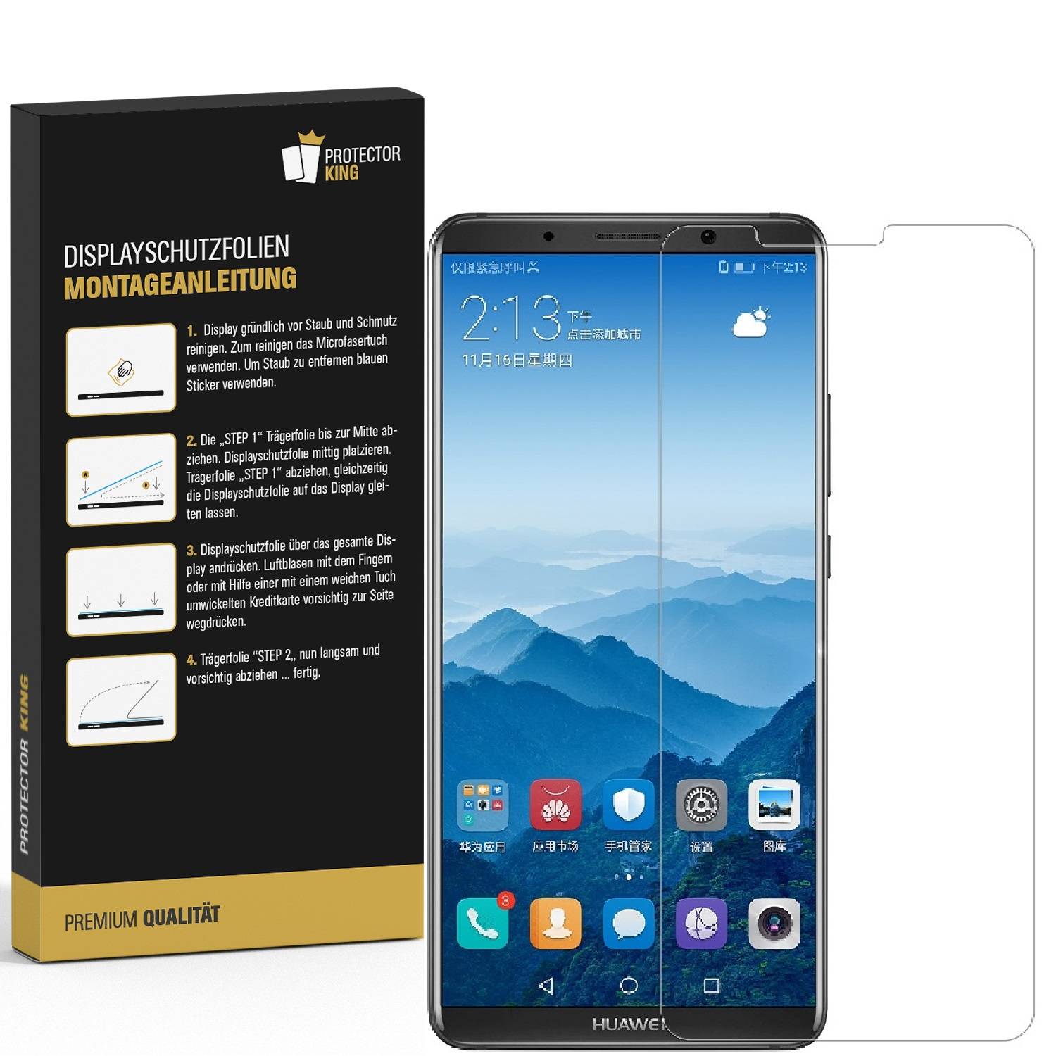 2x Displayschutzfolie für Huawei Mate 10 Pro Displayfolie Schutzfolie HD KLAR