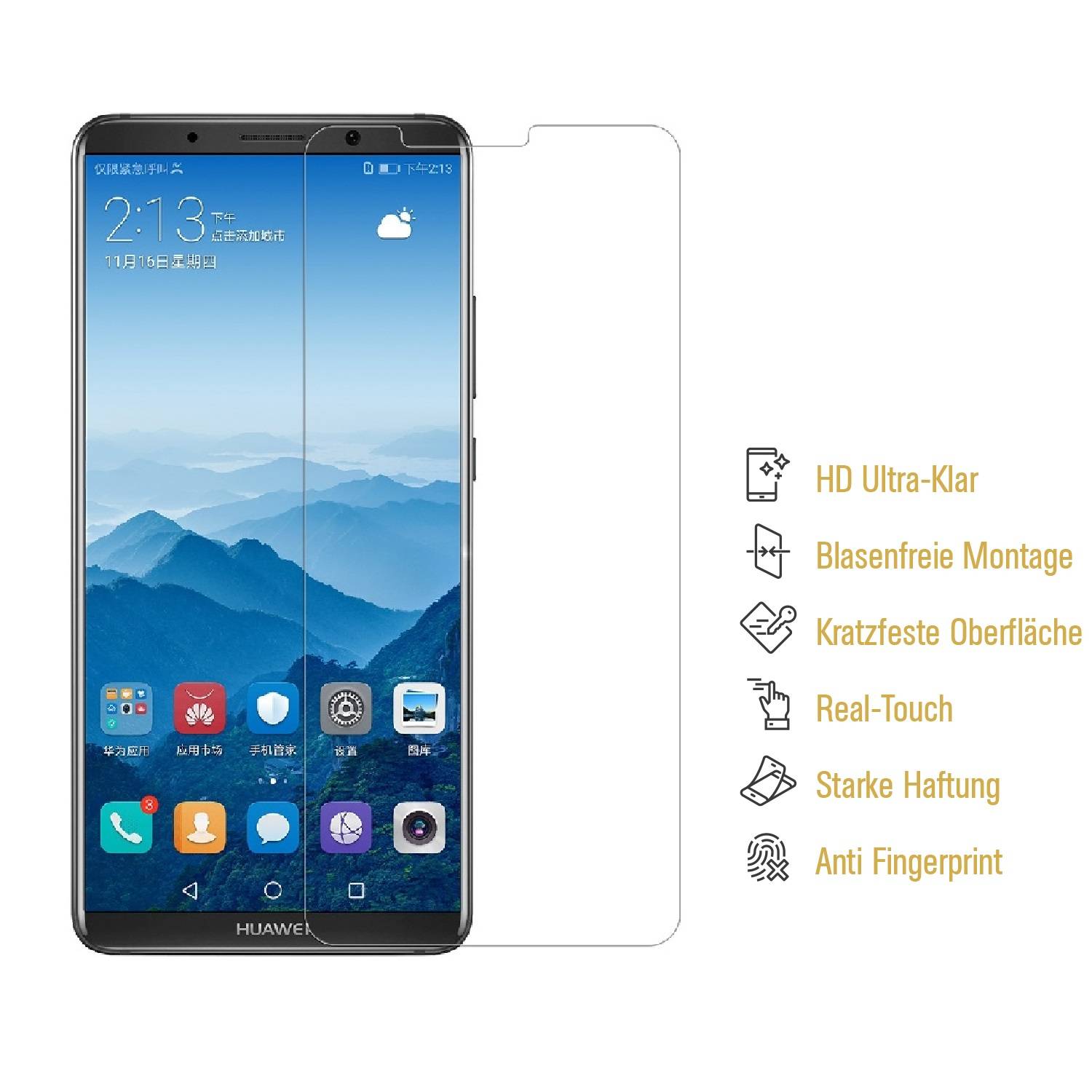 2x Panzerfolie für Huawei Mate 10 Pro ANTI-SCHOCK Displayschutzfolie HD KLAR