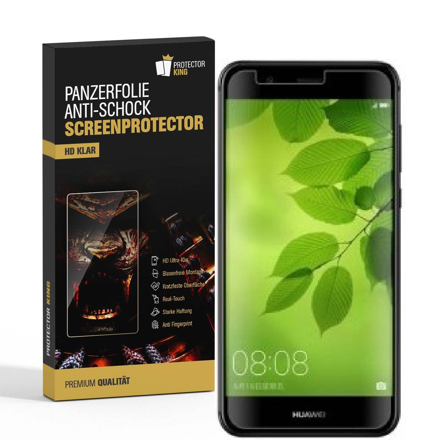 2x Panzerfolie für Huawei Nova 2 Plus ANTI-SCHOCK Displayschutzfolie HD KLAR