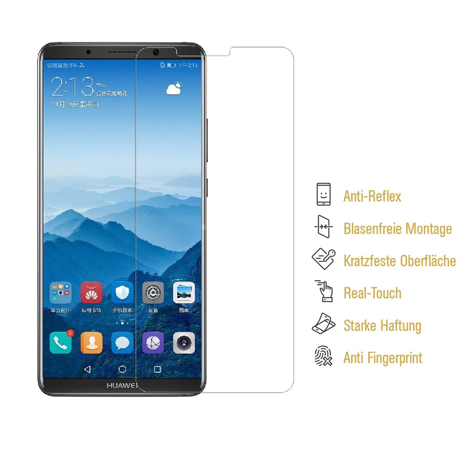 3x Panzerfolie für Huawei Mate 10 Pro ANTI-SCHOCK Displayschutzfolie Folie MATT